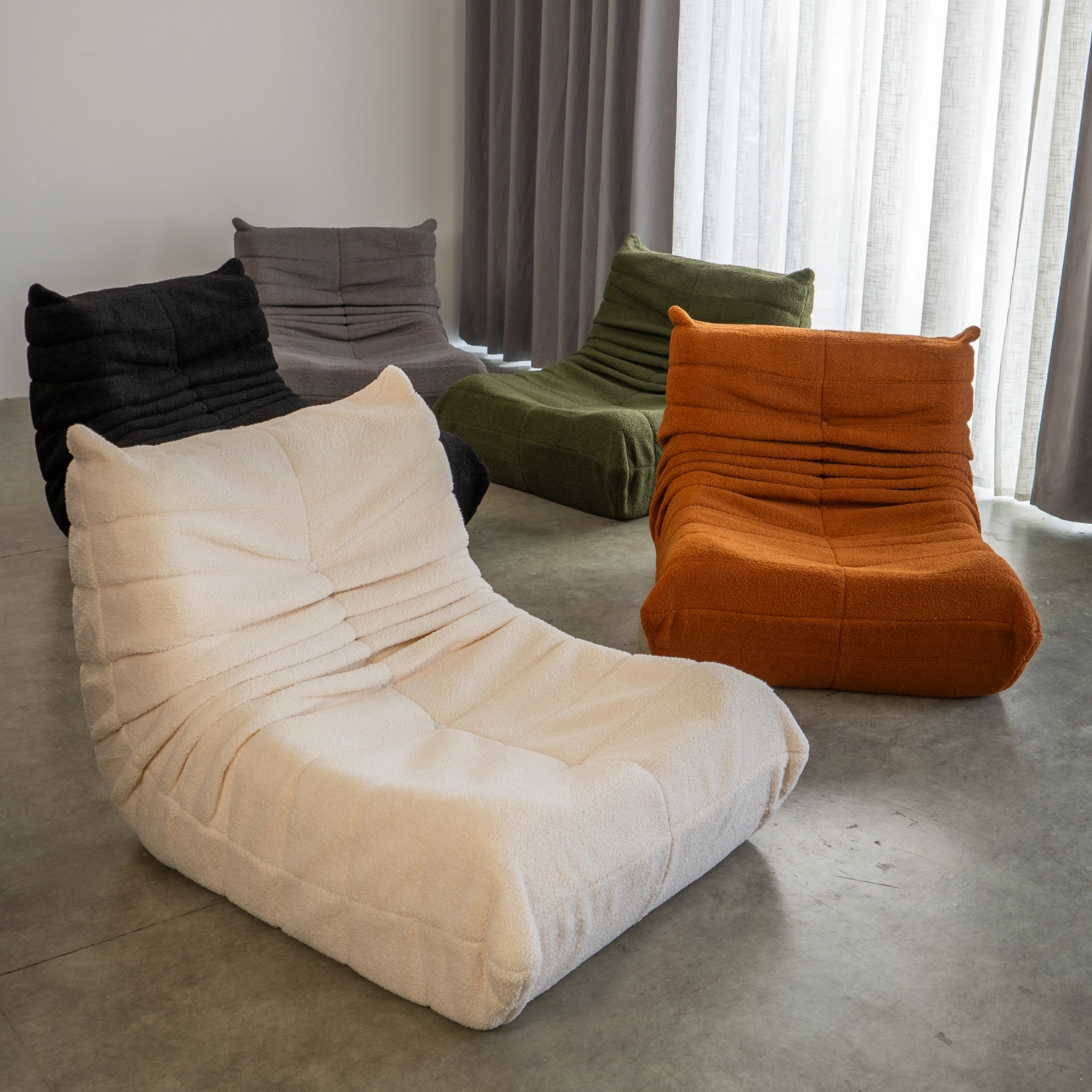 The growing sofa 1973 1 seat in Boucle - Moss Green