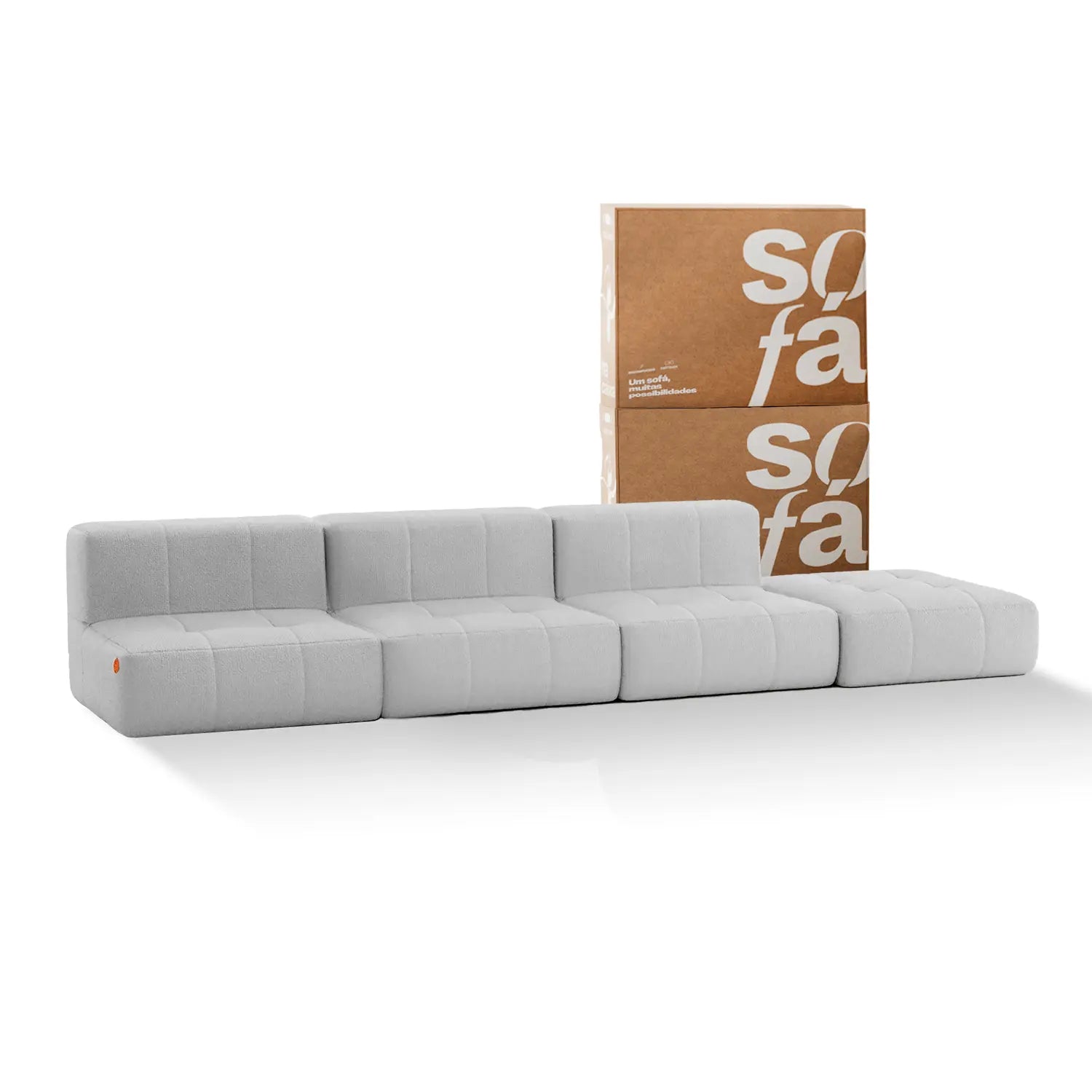 The Growing Sofa | 4-Piece Modular Sofa with 3 Armless Chairs and 1 Ottoman - Gray