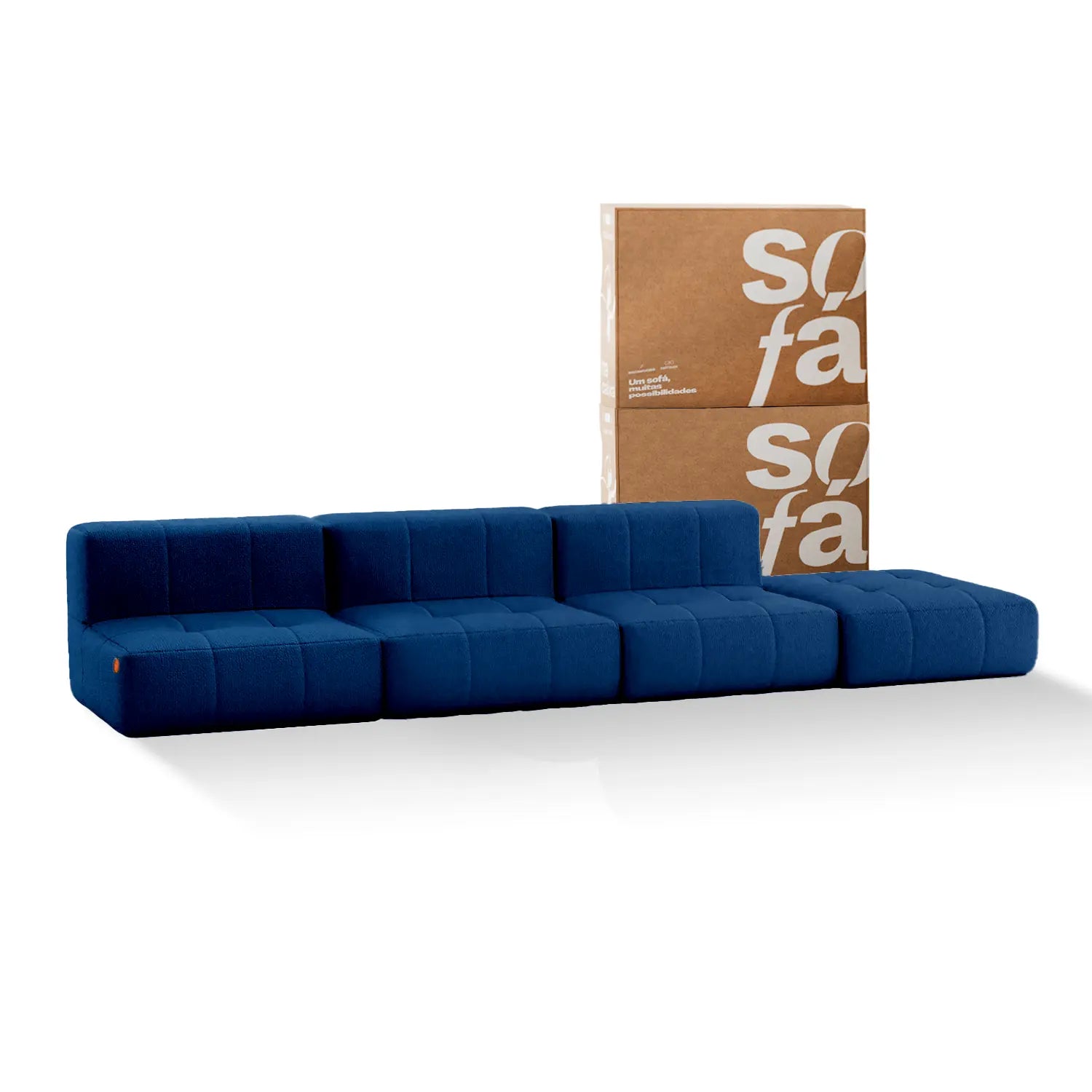The Growing Sofa | 4-Piece Modular Sofa with 3 Armless Chairs and 1 Ottoman - Blue