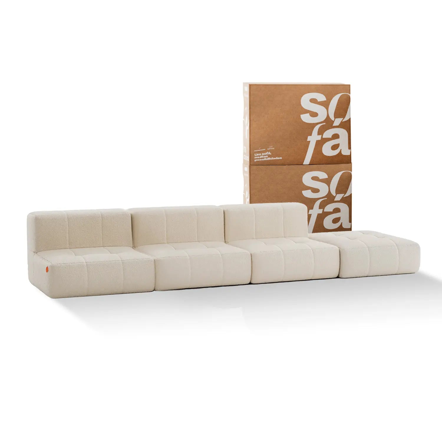 The Growing Sofa | 4-Piece Modular Sofa with 3 Armless Chairs and 1 Ottoman - Linen