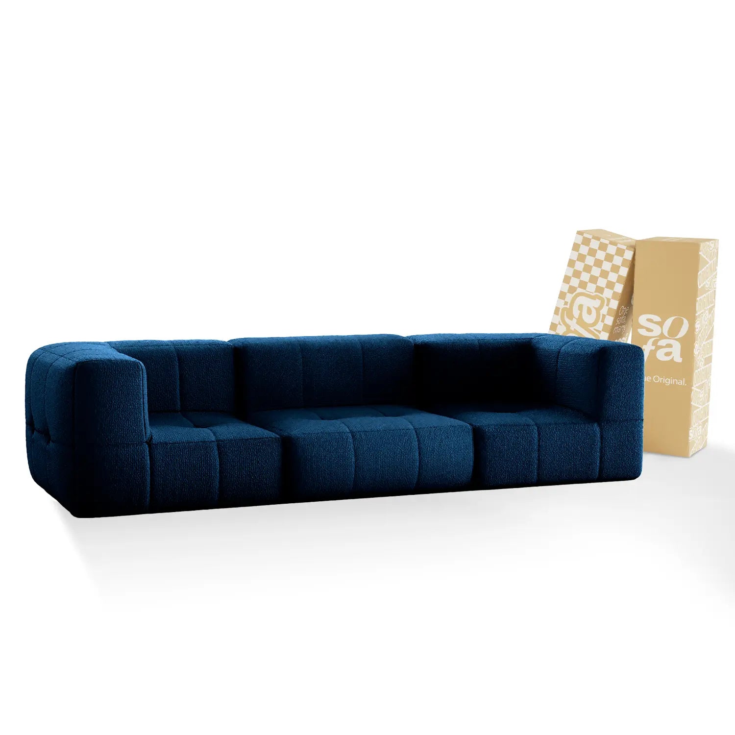 The Growing Sofa | 3-Piece Modular Sofa with 2 Corner Pieces and 1 Armless Chair - Blue
