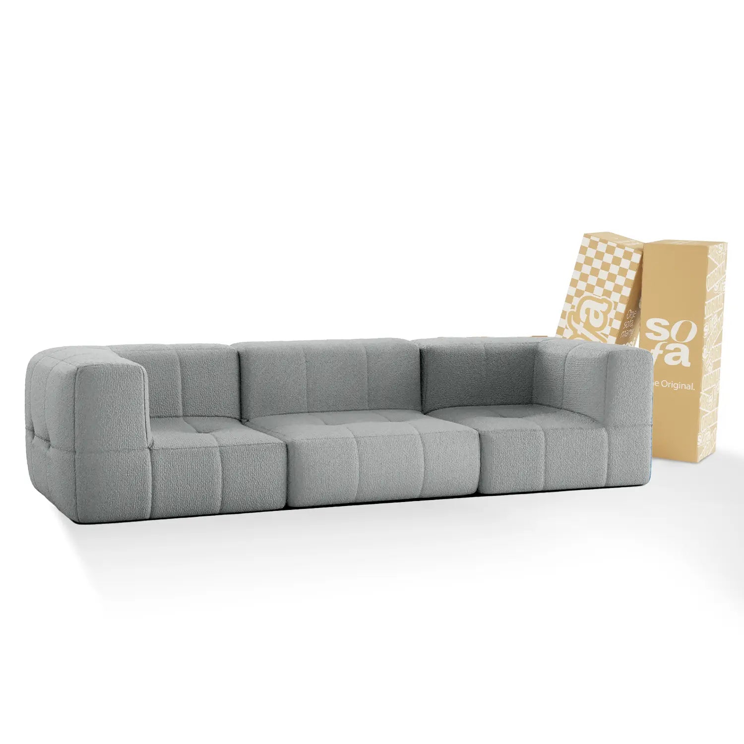 The Growing Sofa | 3-Piece Modular Sofa with 2 Corner Pieces and 1 Armless Chair - Gray