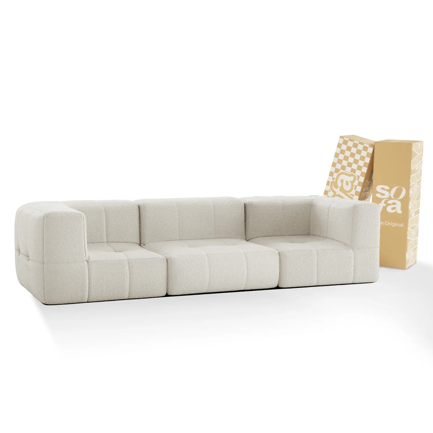 The Growing Sofa | 3-Piece Modular Sofa with 2 Corner Pieces and 1 Armless Chair - Linen