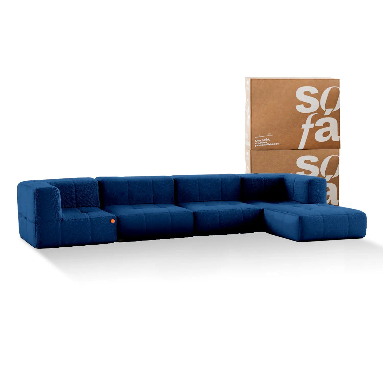 The Growing Sofa | 5-Piece Modular Sofa with 2 Corner Pieces, 2 Armless Chairs, and 1 Ottoman - Blue