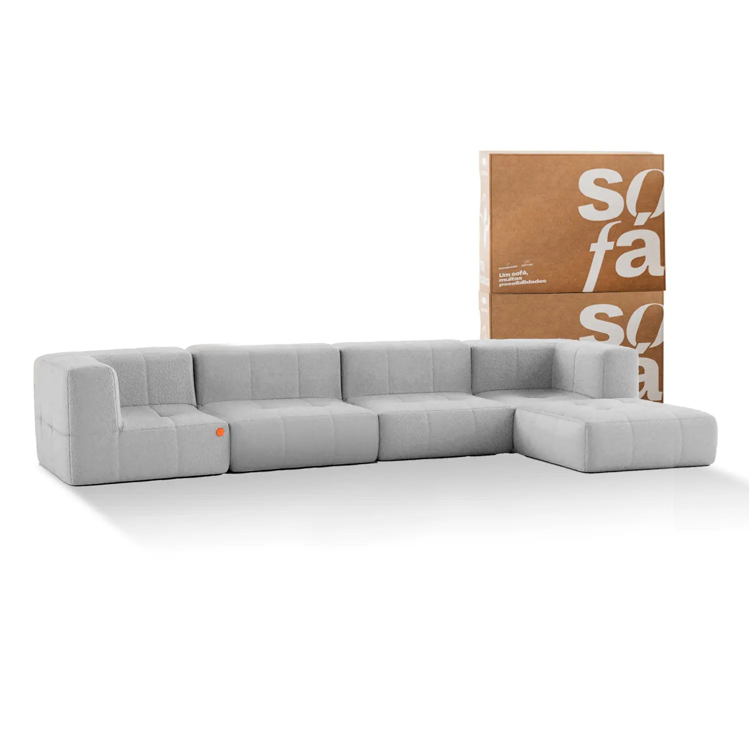 The Growing Sofa | 5-Piece Modular Sofa with 2 Corner Pieces, 2 Armless Chairs, and 1 Ottoman - Gray