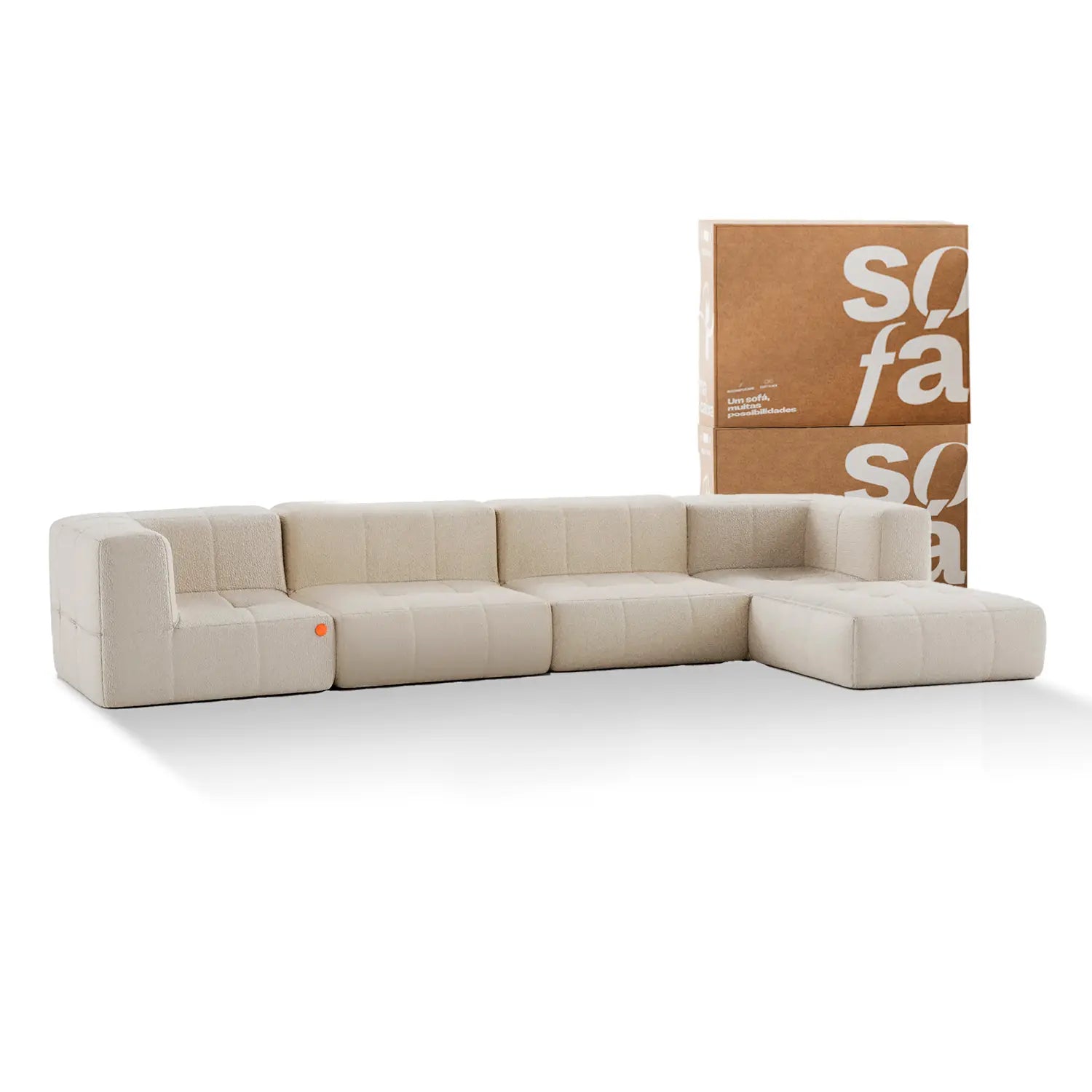 The Growing Sofa | 5-Piece Modular Sofa with 2 Corner Pieces, 2 Armless Chairs, and 1 Ottoman - Linen
