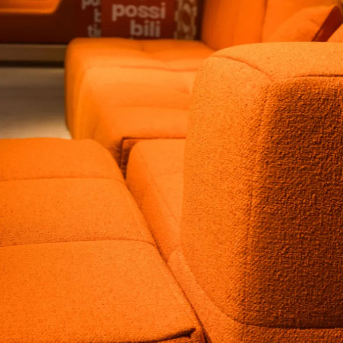 The Growing Sofa | 4-Piece Modular Sofa with 1 Corner Pieces, 2 Armless Chair, and 1 Ottoman - Orange