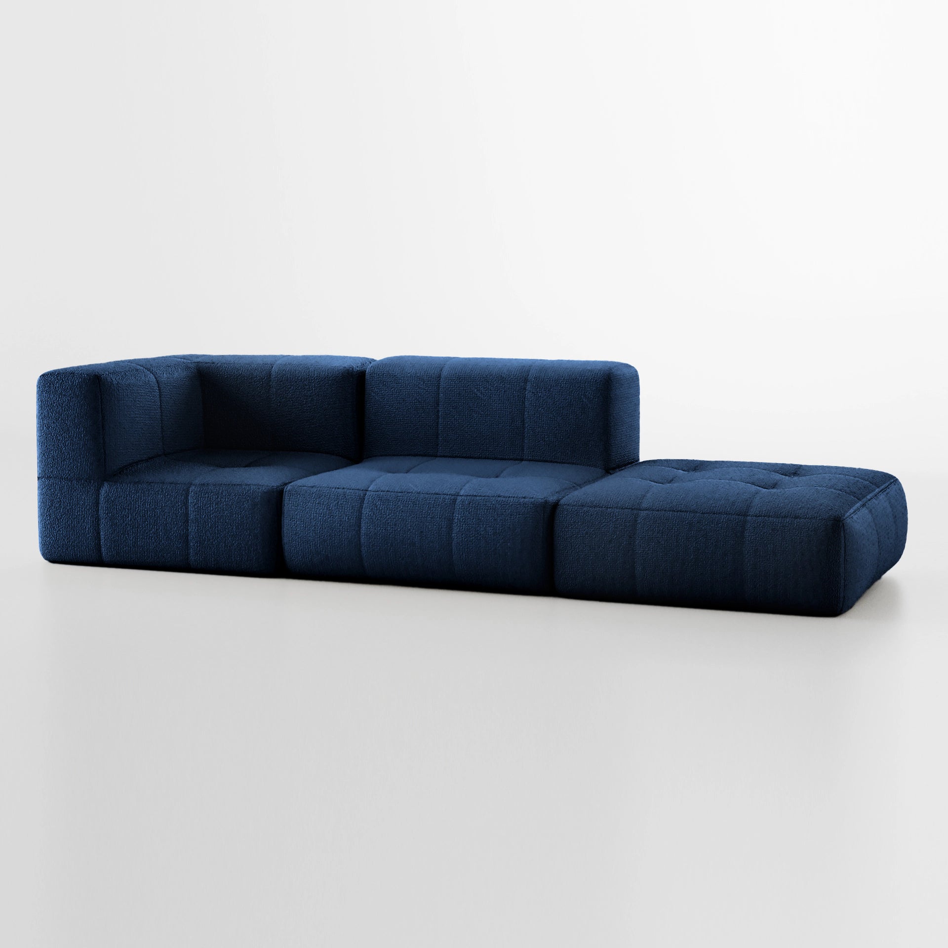 The Growing Sofa | 3-Piece Modular Sofa with 1 Corner Piece, 1 Armless Chair, and 1 Ottoman - Blue