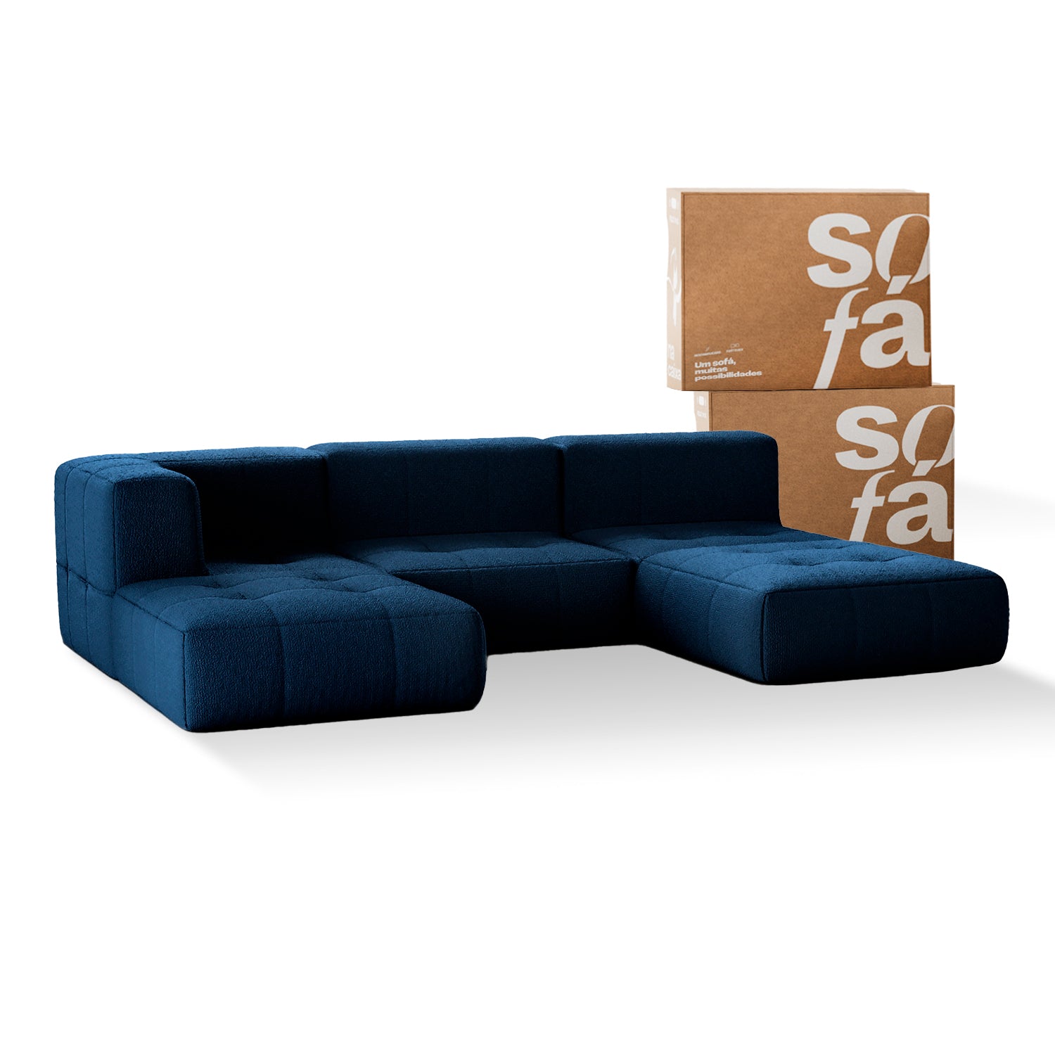 The Growing Sofa | 5-Piece Modular Sofa with 2 Corner Pieces, 1 Armless Chair, and 2 Ottomans - Linen