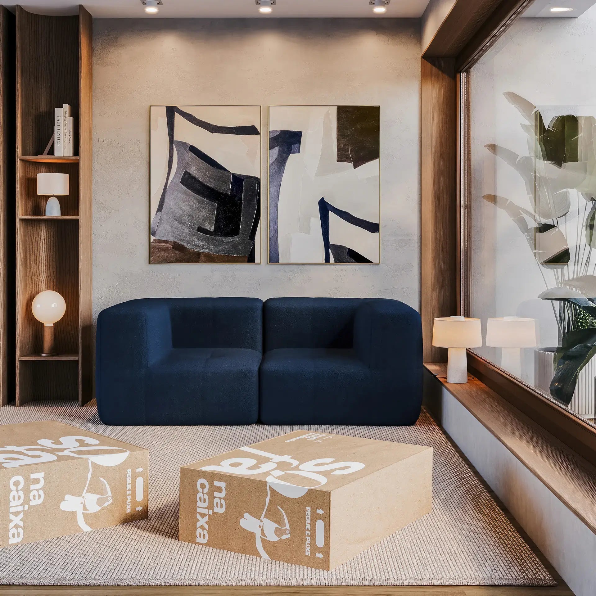 The Growing Sofa | 2-Piece Modular Sofa with 2 Corner Pieces - Blue