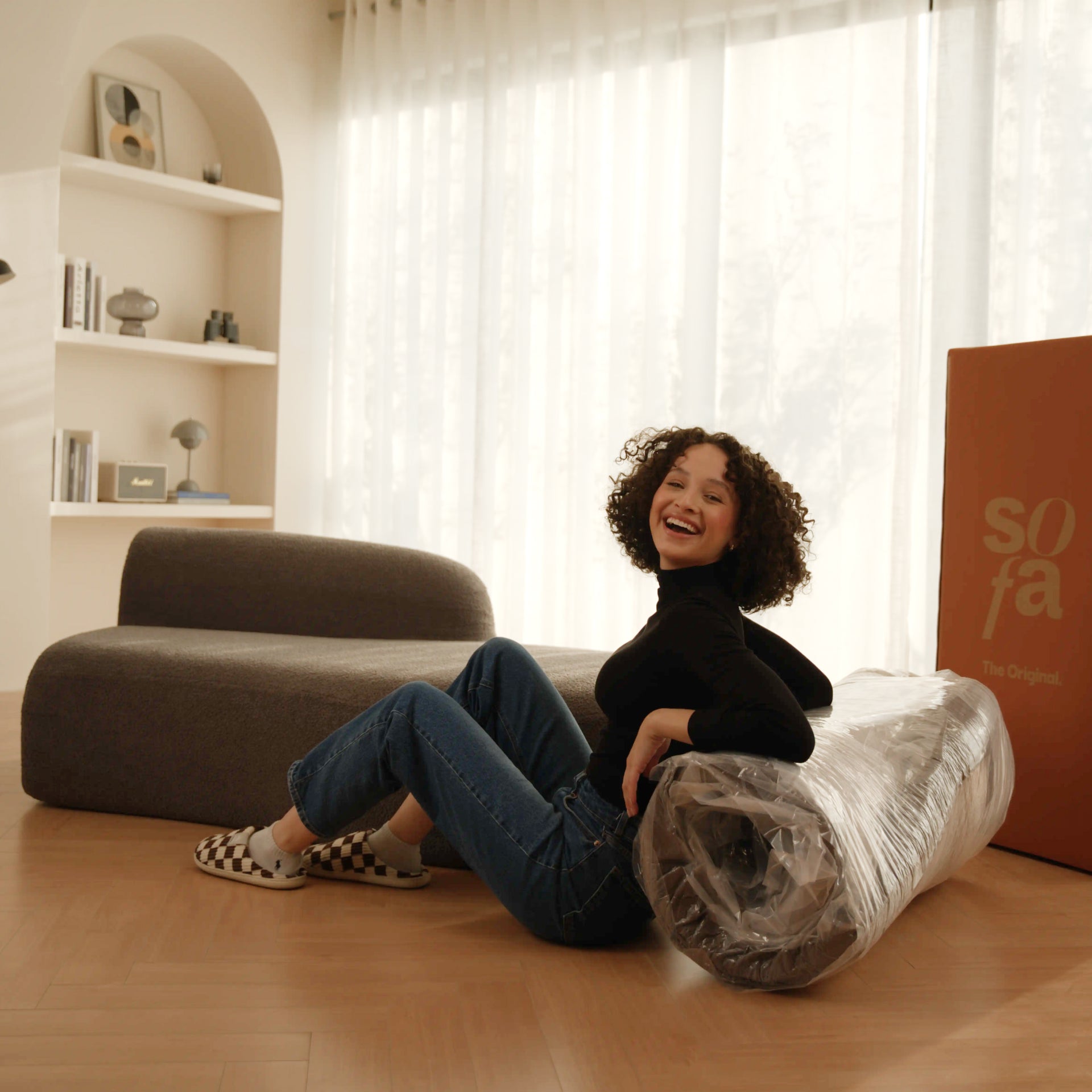 The growing sofa Avalon in Boucle - Gray