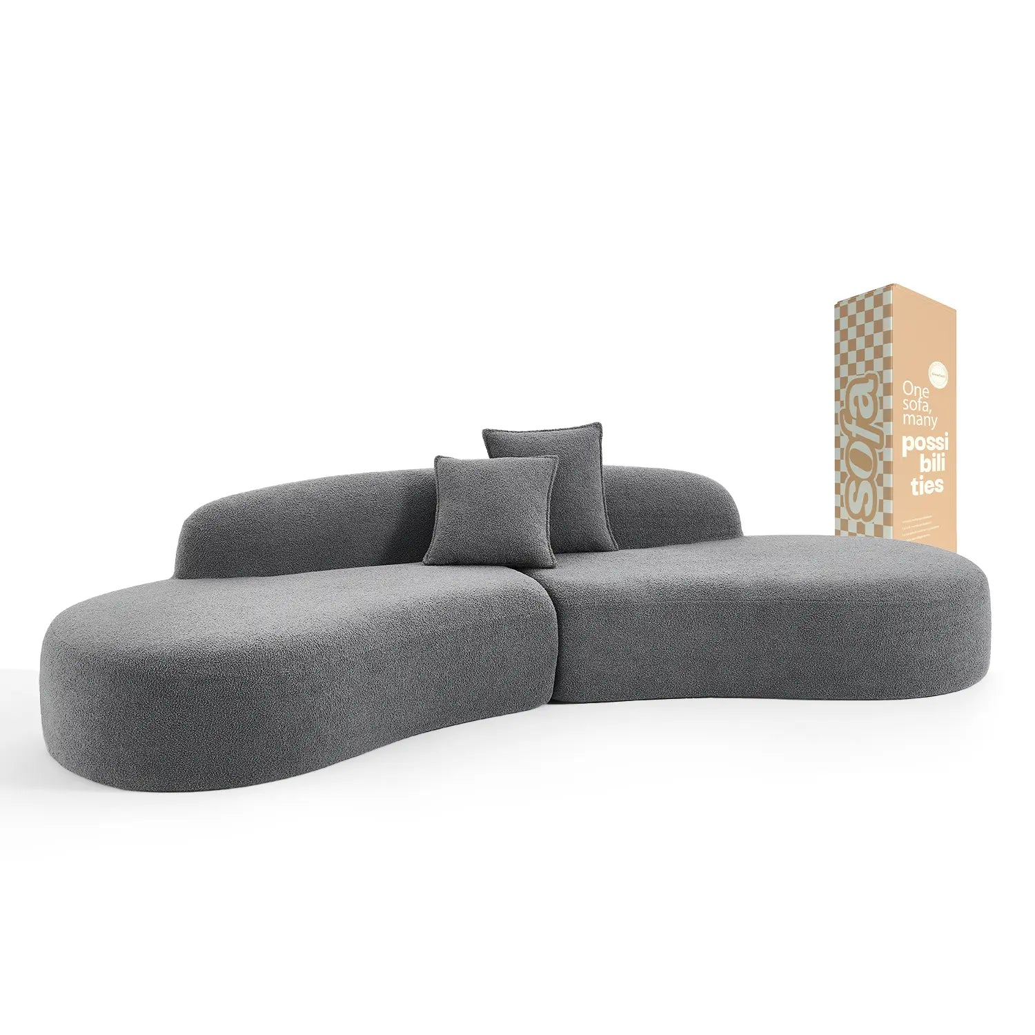 The growing sofa Avalon in Boucle - Gray
