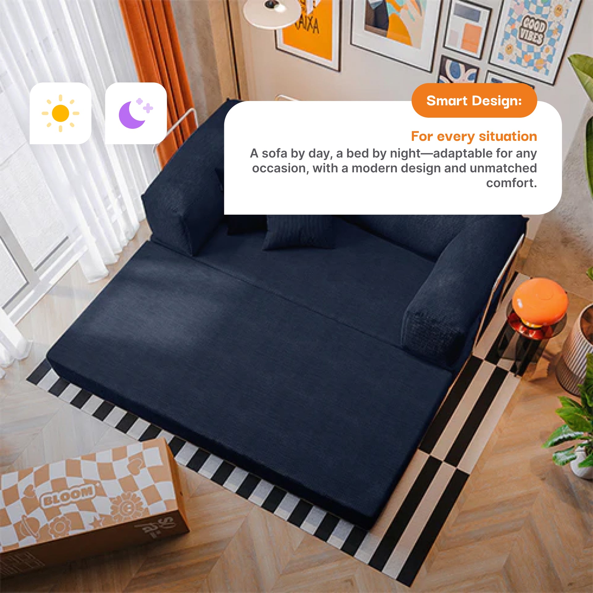 The Growing Sofa | Bloom Sofa Bed Corduroy - Blue