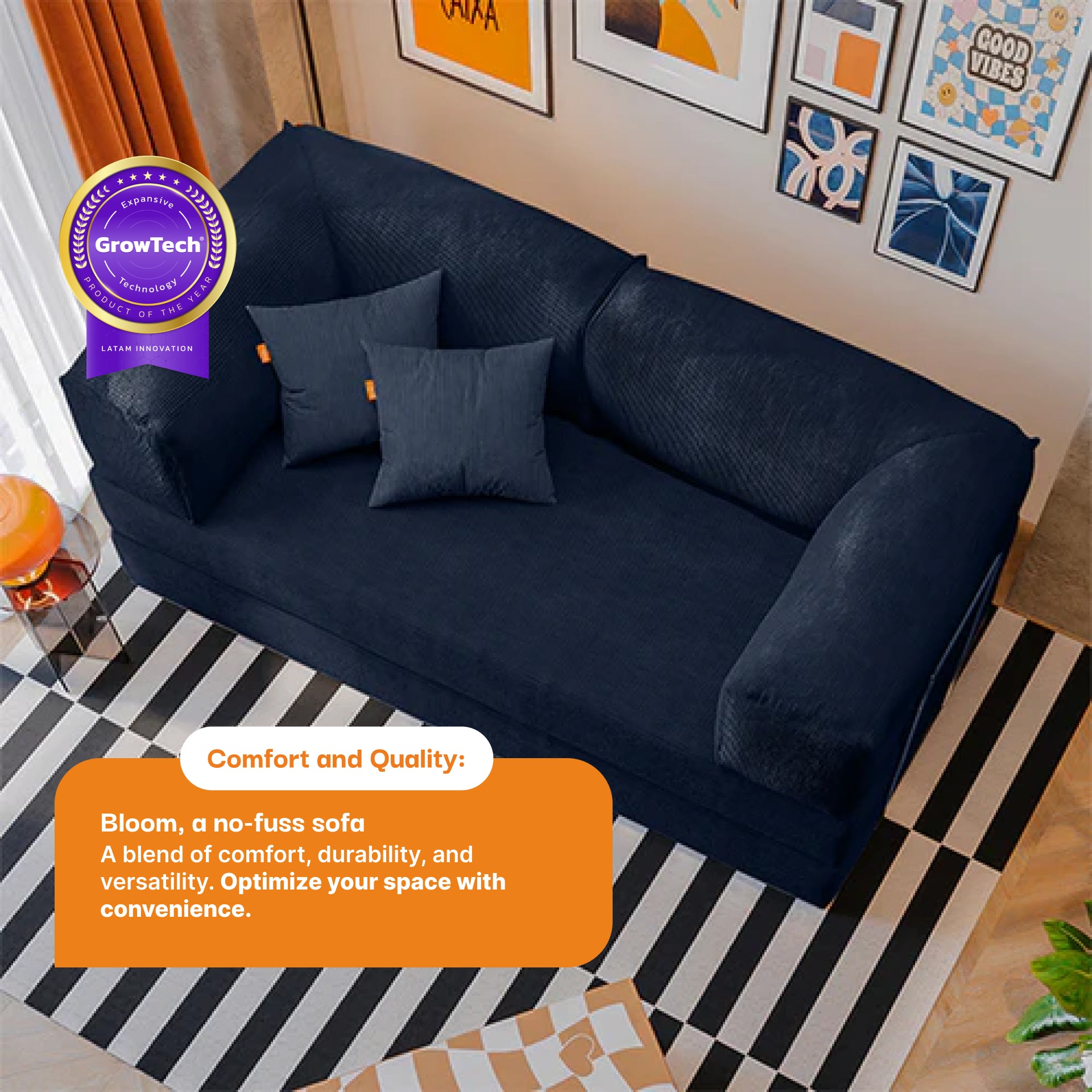 The Growing Sofa | Bloom Sofa Bed Corduroy - Blue