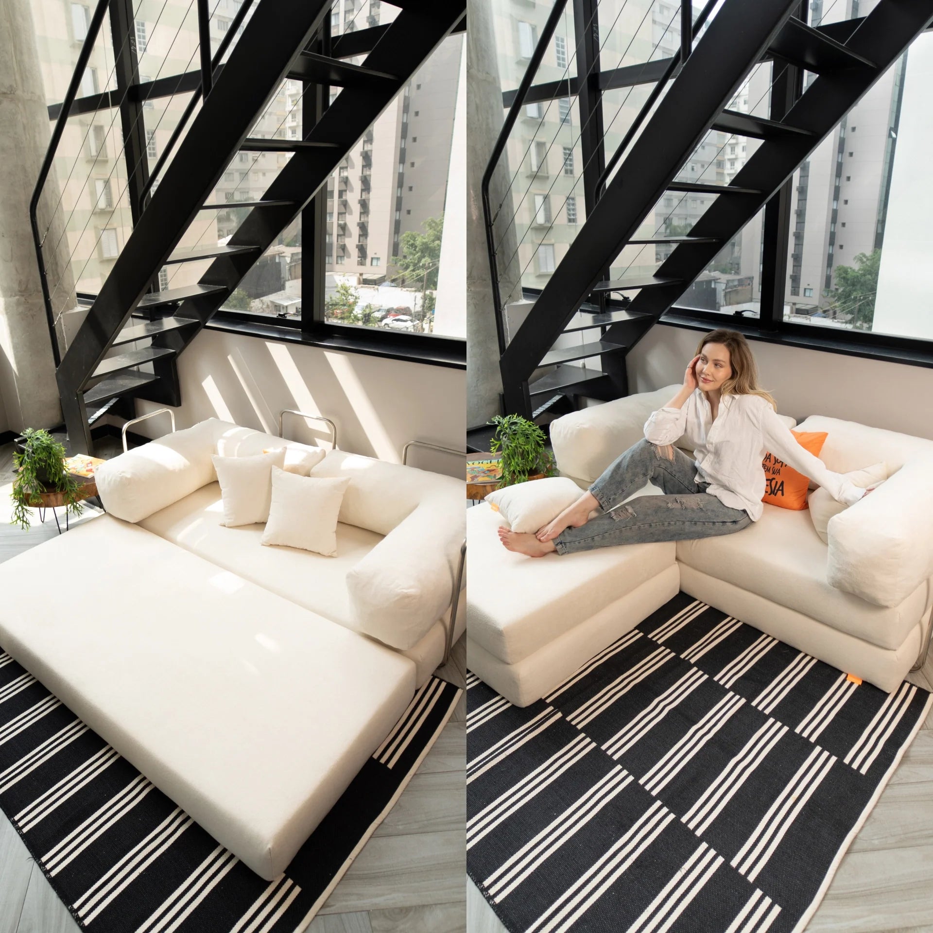 The Growing Sofa | Bloom Sofa Bed Bouclé - Linen