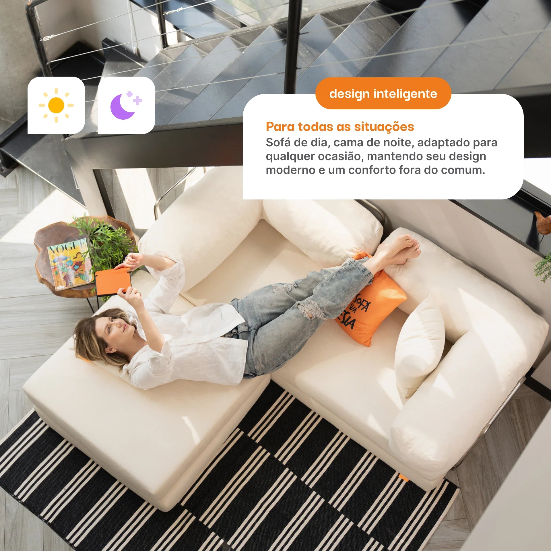 The Growing Sofa | Bloom Sofa Bed Boucle - Orange