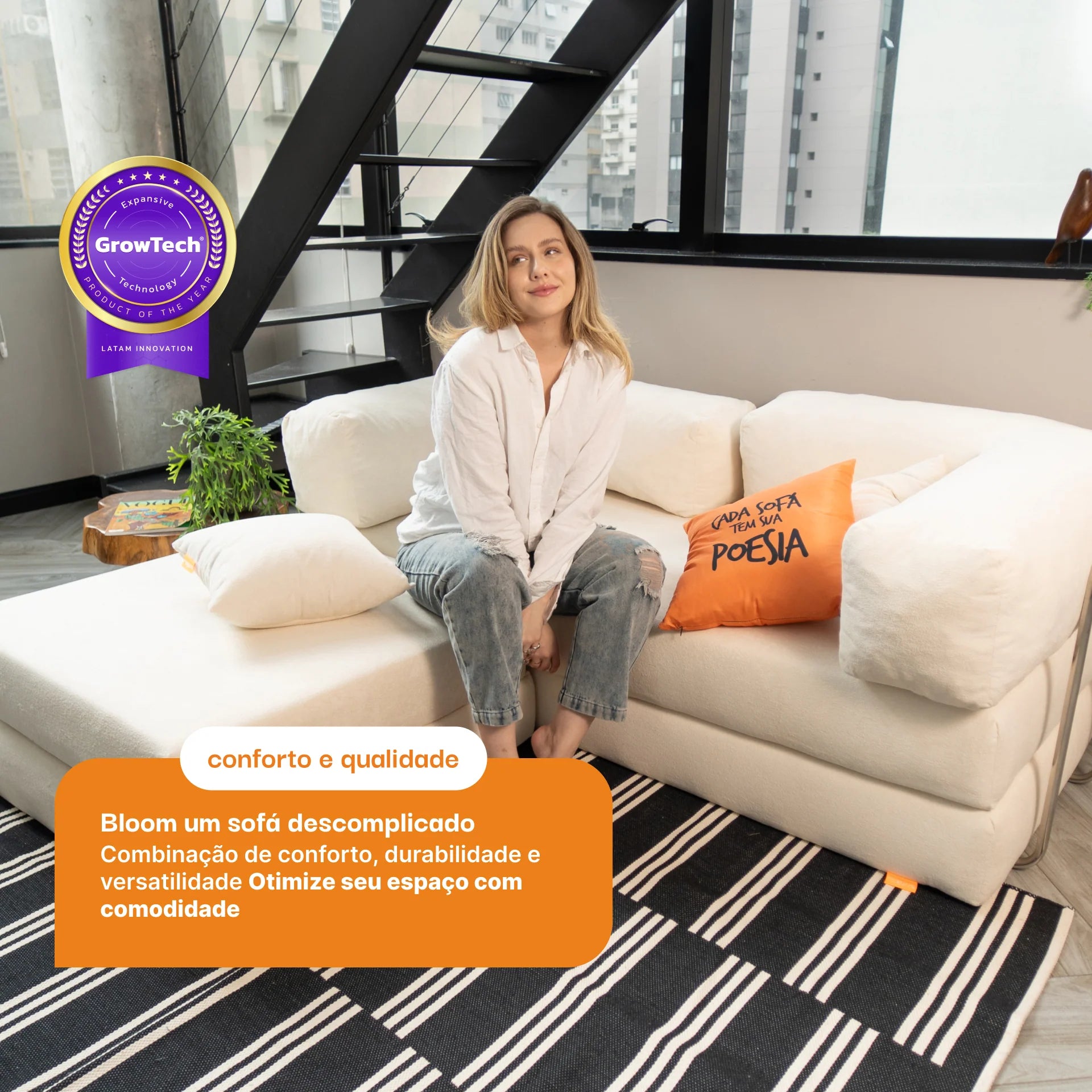 The Growing Sofa | Bloom Sofa Bed Boucle - Orange