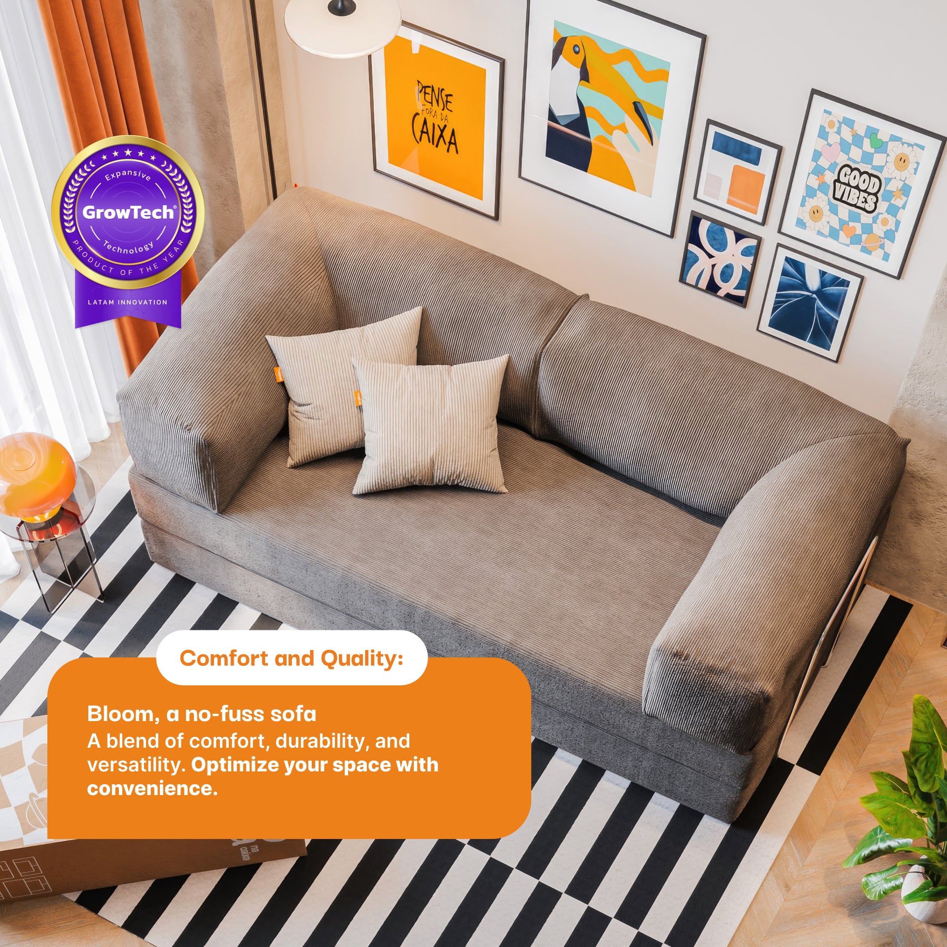 The Growing Sofa | Bloom Sofa Bed Corduroy - Gray
