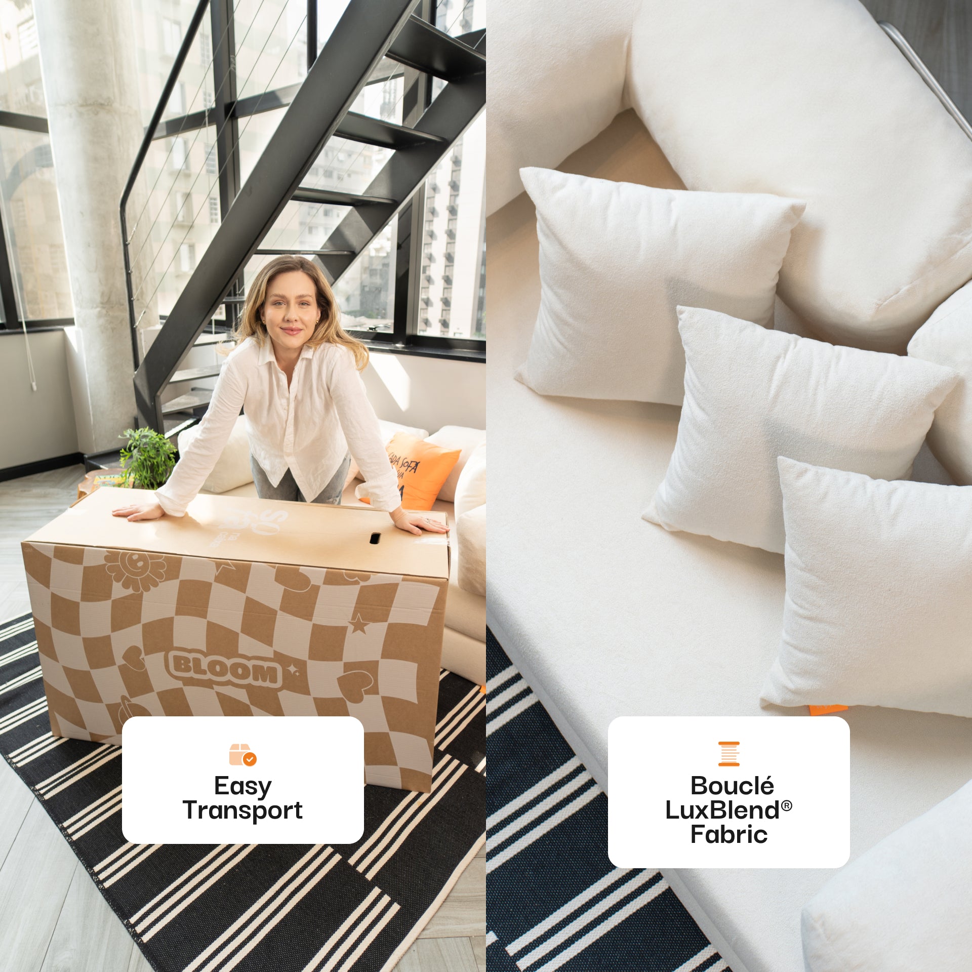The Growing Sofa | Bloom Sofa Bed Bouclé - Linen