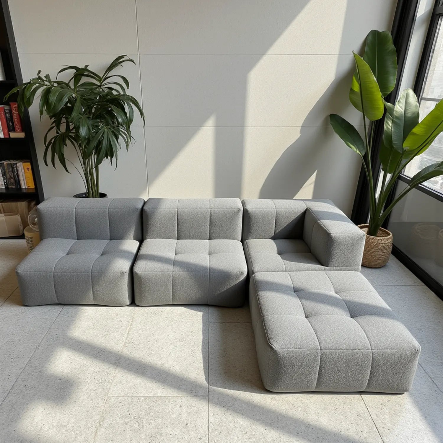 The Growing Sofa | 5-Piece Modular Sofa with 2 Corner Pieces, 2 Armless Chairs, and 1 Ottoman - Gray