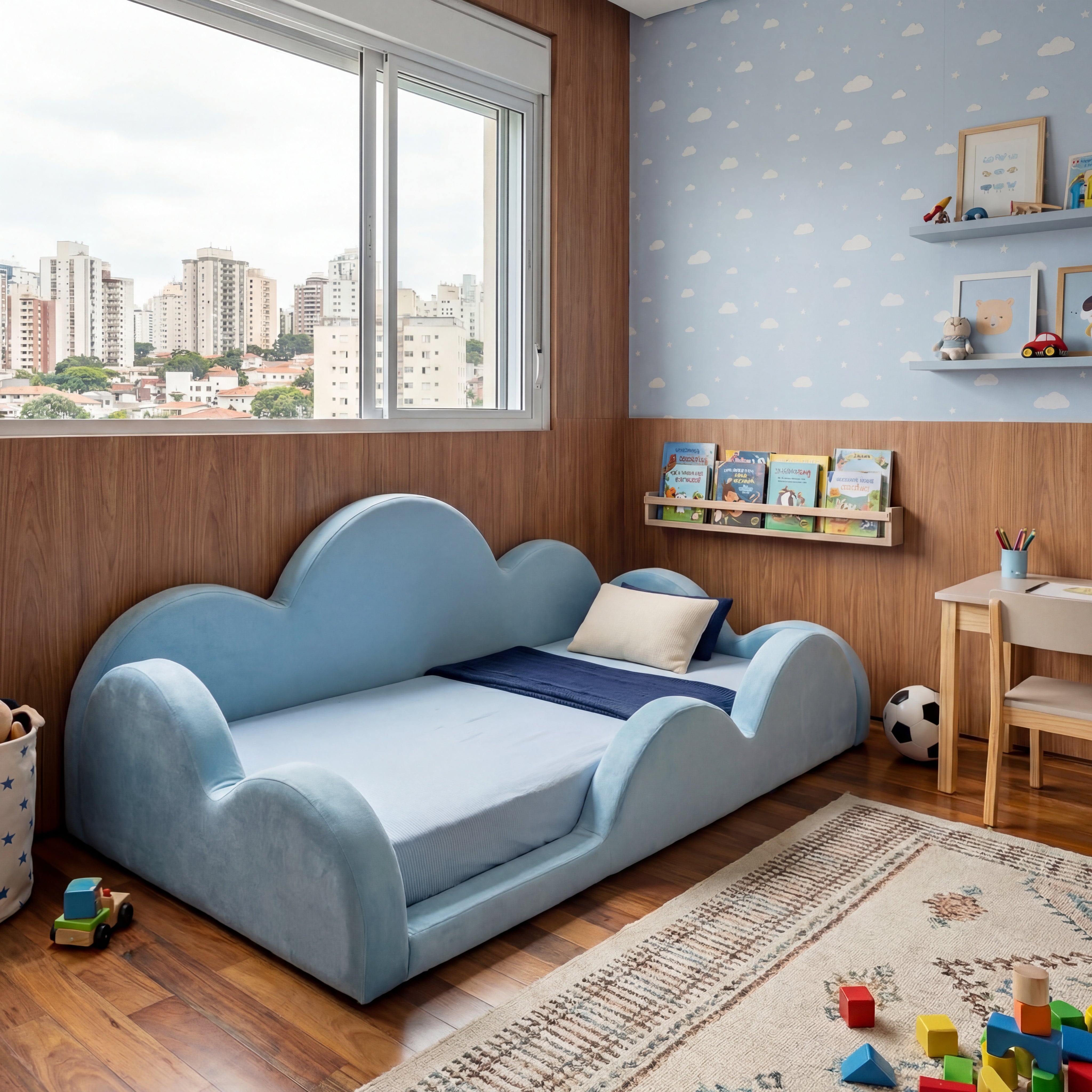 Little Duck Montessori Bed Cloud - Light Blue