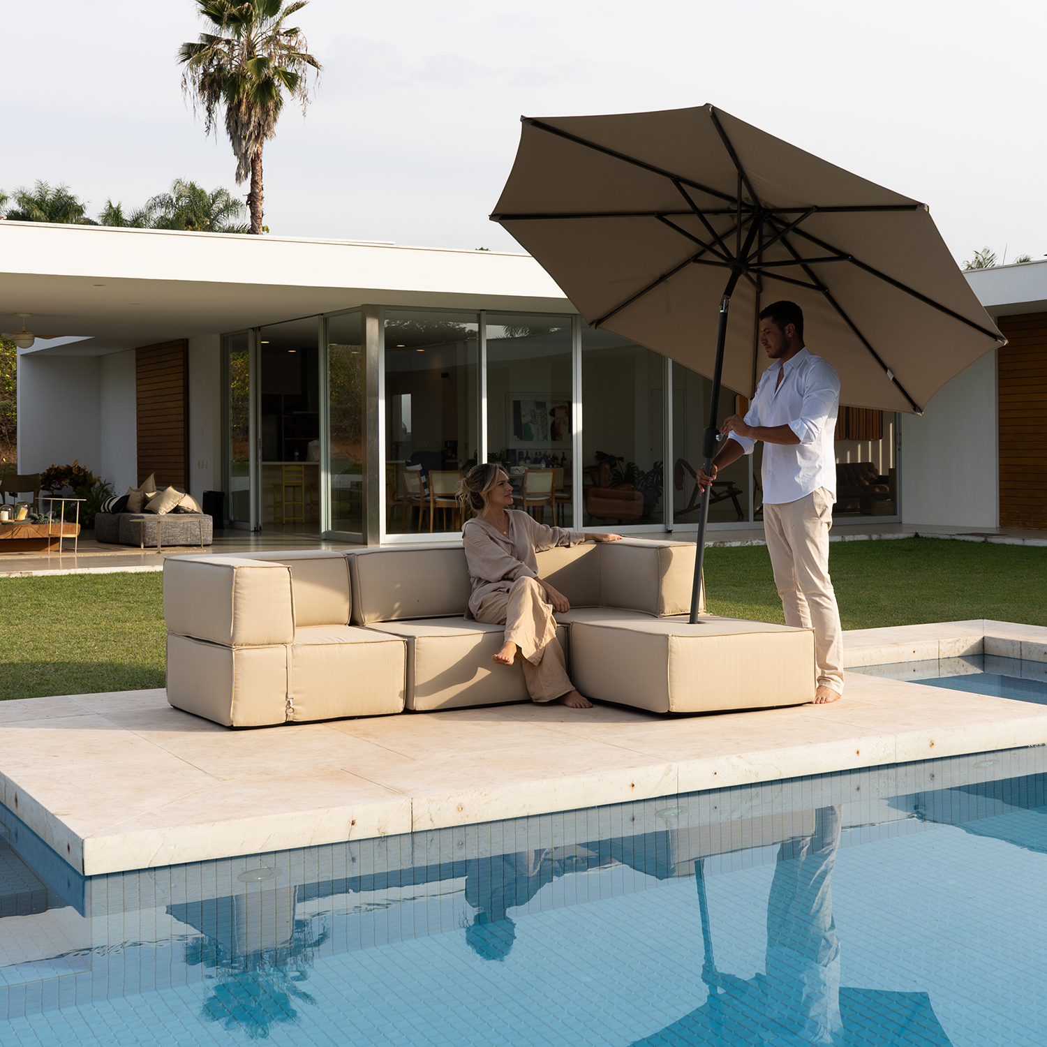 Zimma Outdoor Lounge Set 4-Seater - Linen