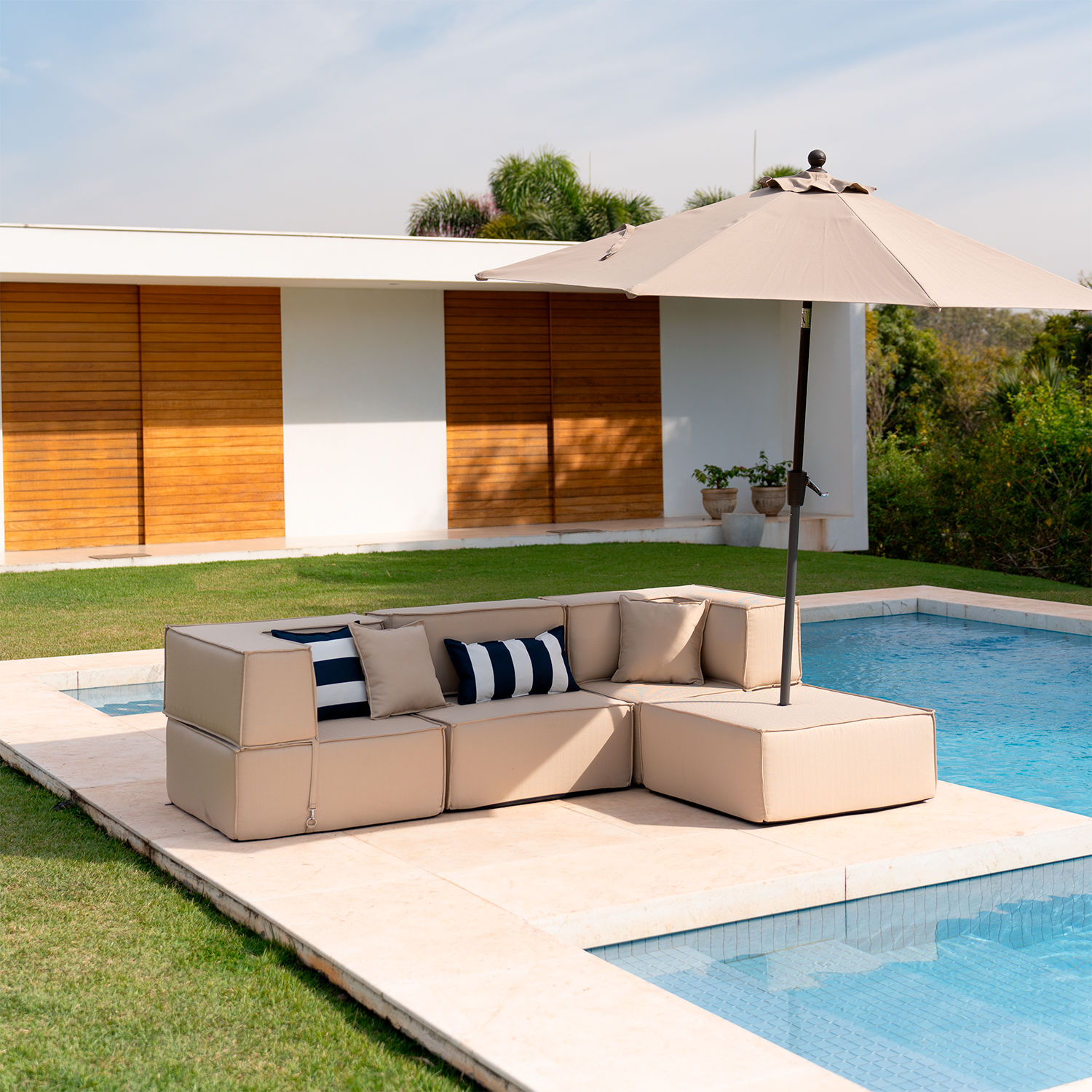 Zimma Outdoor Lounge Set 4-Seater - Linen