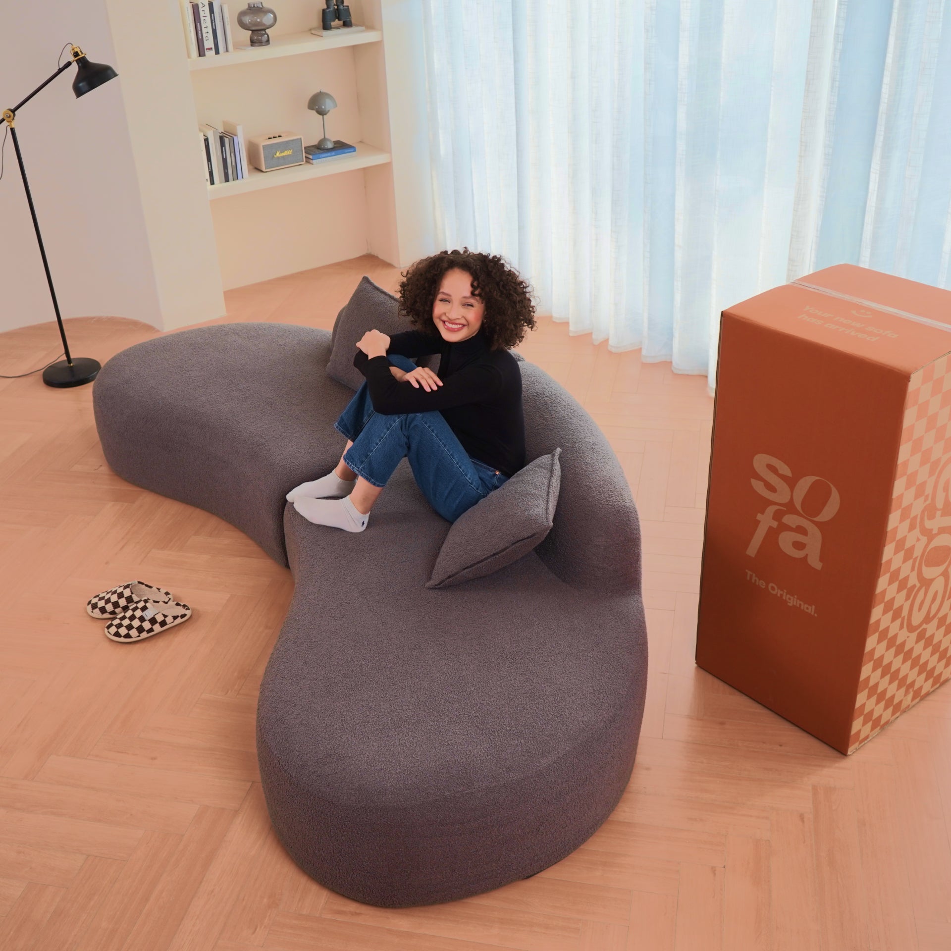 The growing sofa Avalon in Boucle - Gray