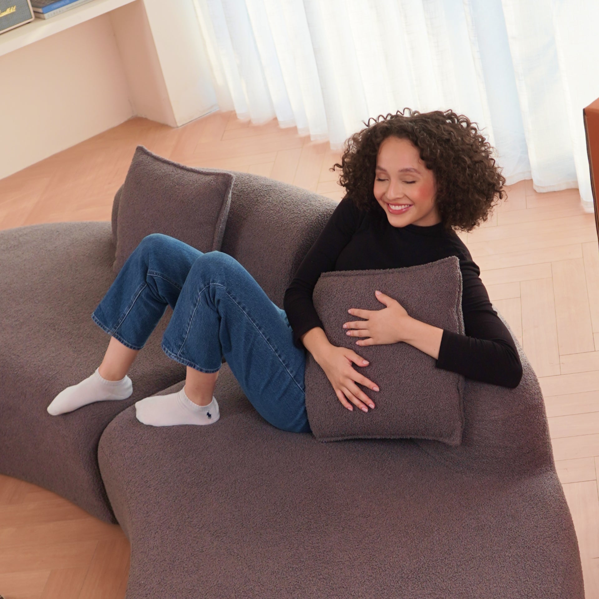 The growing sofa Avalon in Boucle - Gray