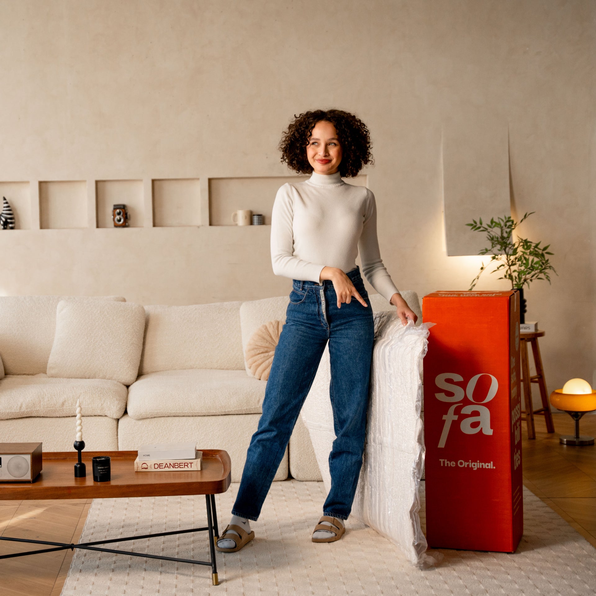 The growing sofa Siena 3 seats + 1  Chaise in Boucle - Linen