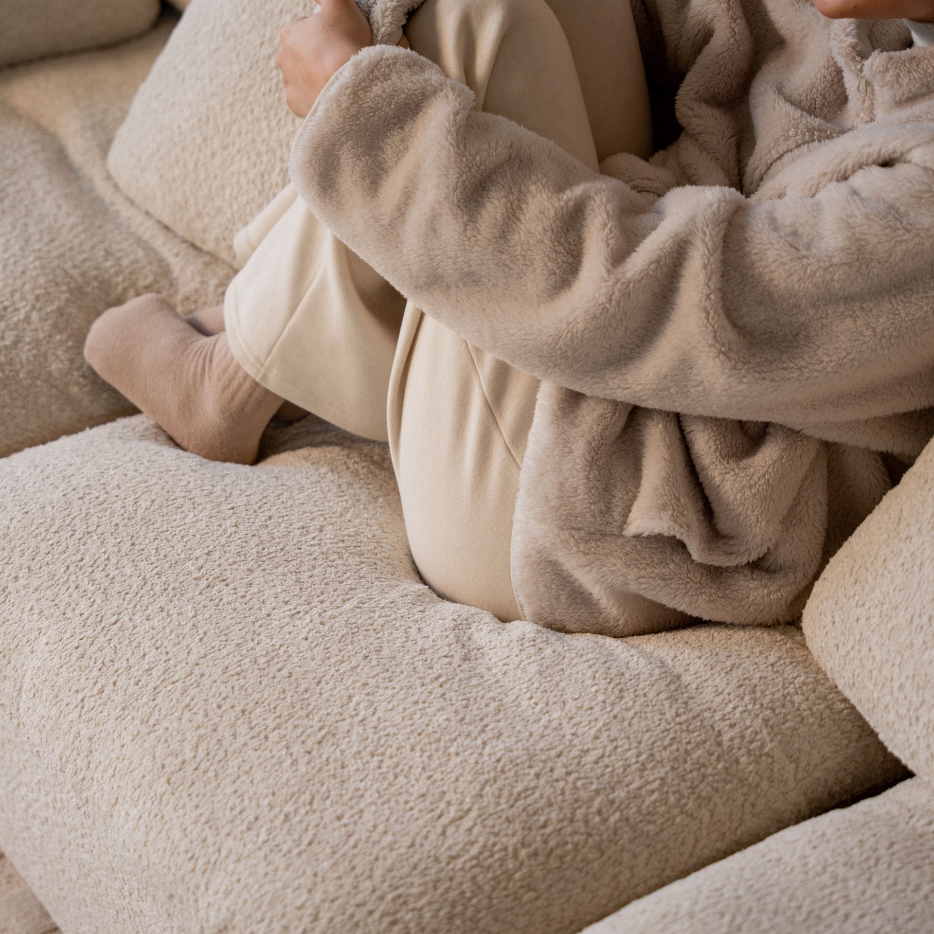 The growing sofa Siena 3 seats + 1  Chaise in Boucle - Linen