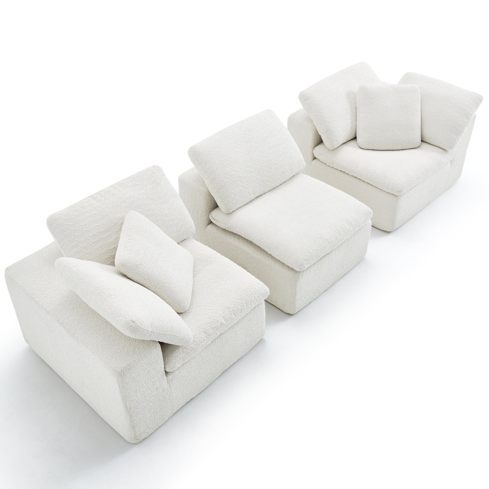 The growing sofa Siena 3 seats + 1  Chaise in Boucle - Linen