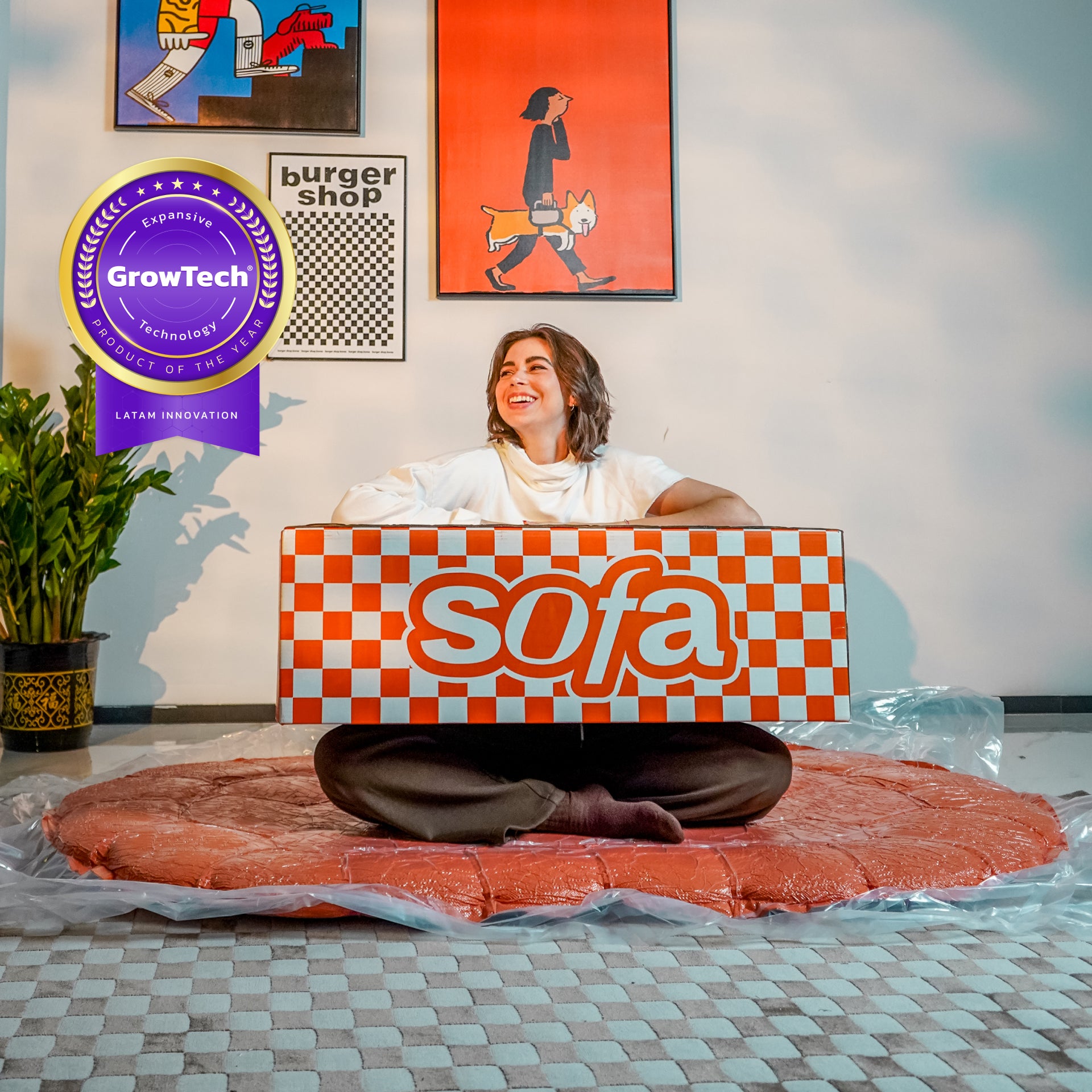 The growing sofa cosmo 3 seat in Boucle - Orange