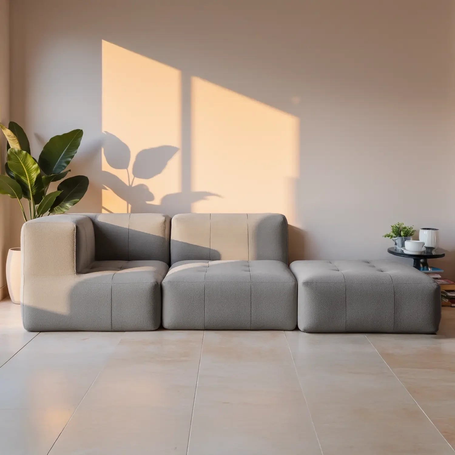 The Growing Sofa | 5-Piece Modular Sofa with 2 Corner Pieces, 2 Armless Chairs, and 1 Ottoman - Gray