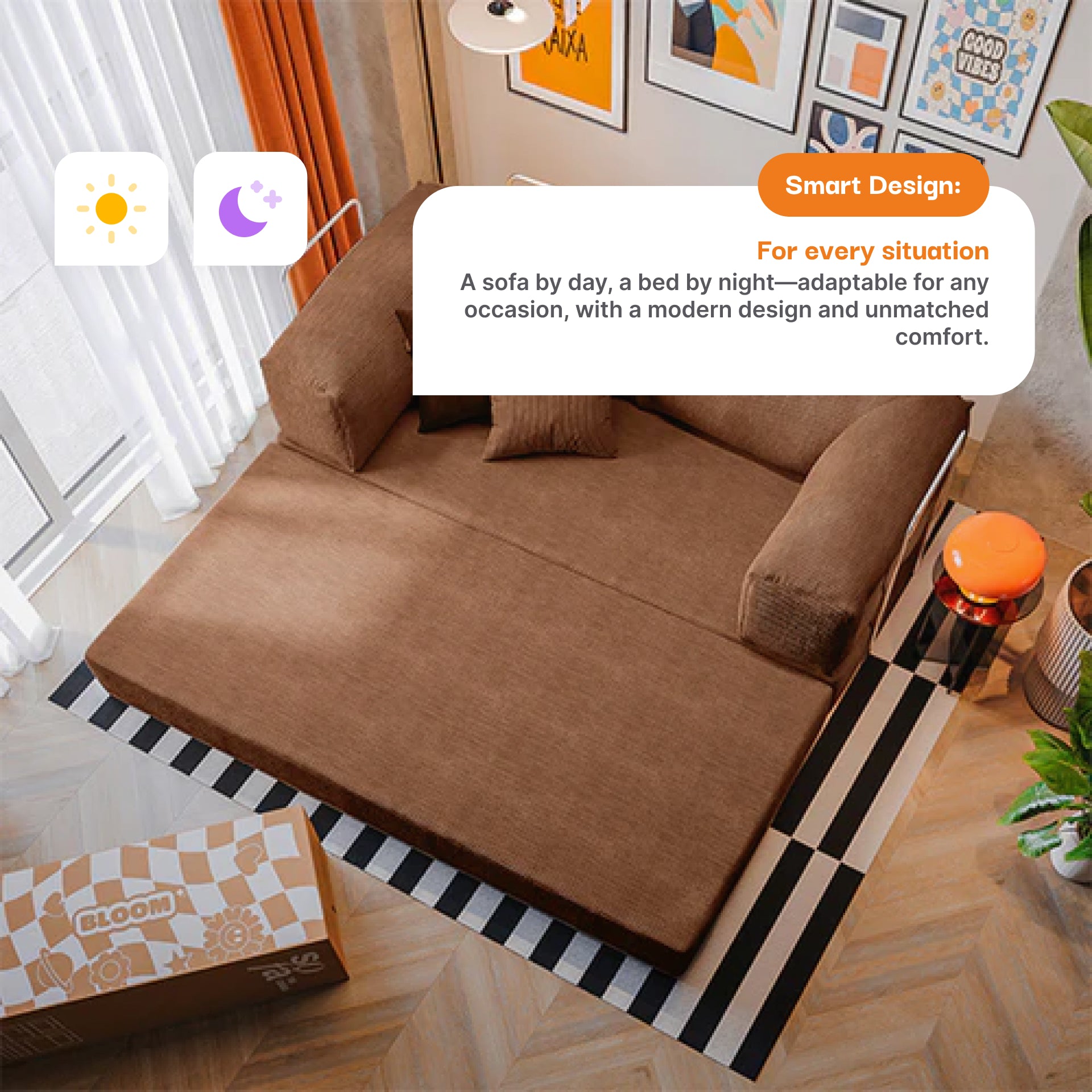 The Growing Sofa | Bloom Sofa Bed Corduroy - Brown