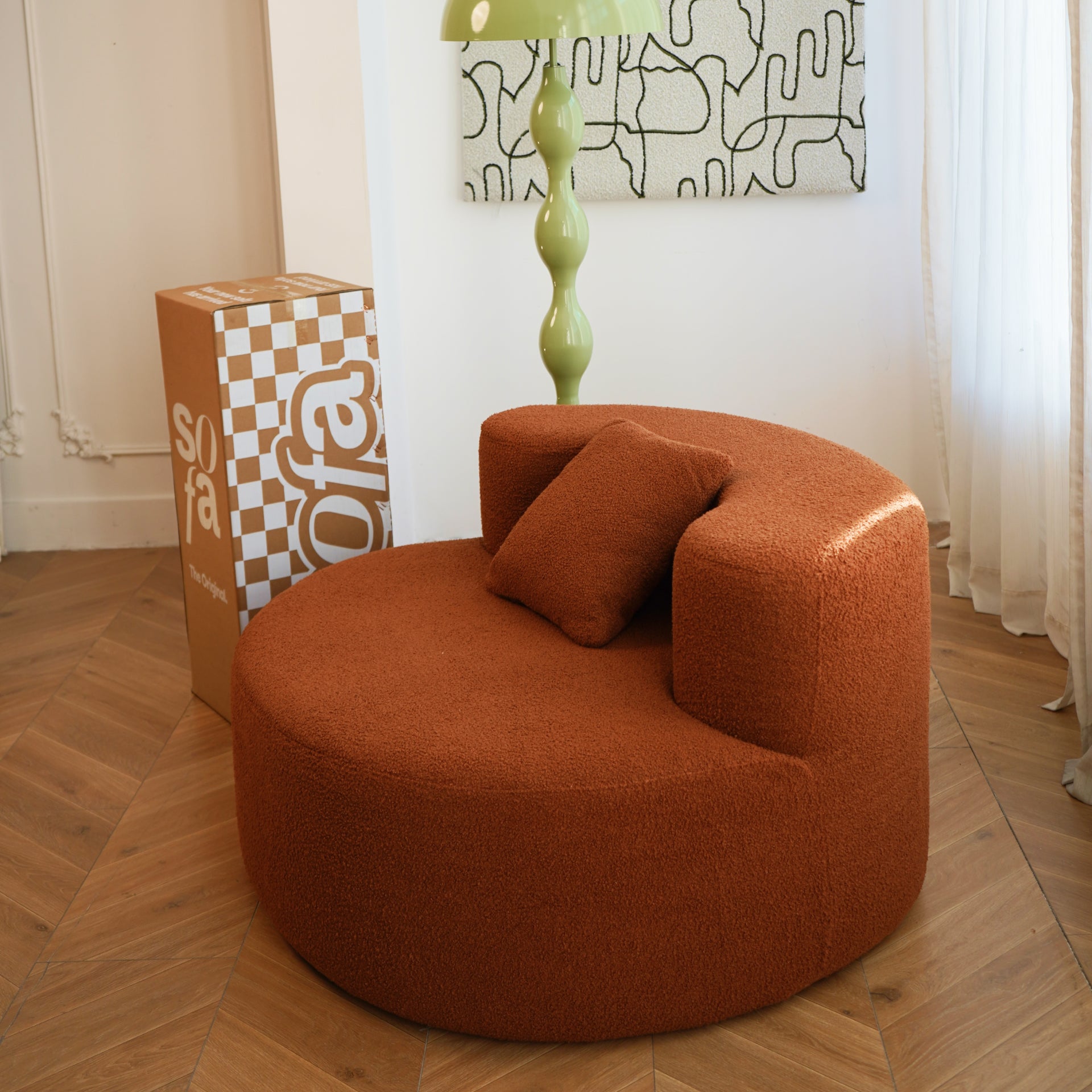 The growing sofa Dunne Chair in Boucle - Orange
