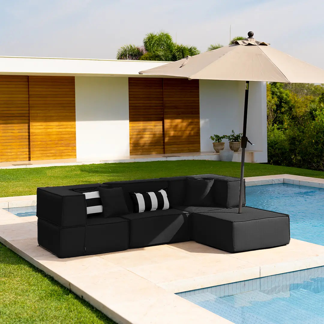 Zimma Lounge Set 4-Seater - Black