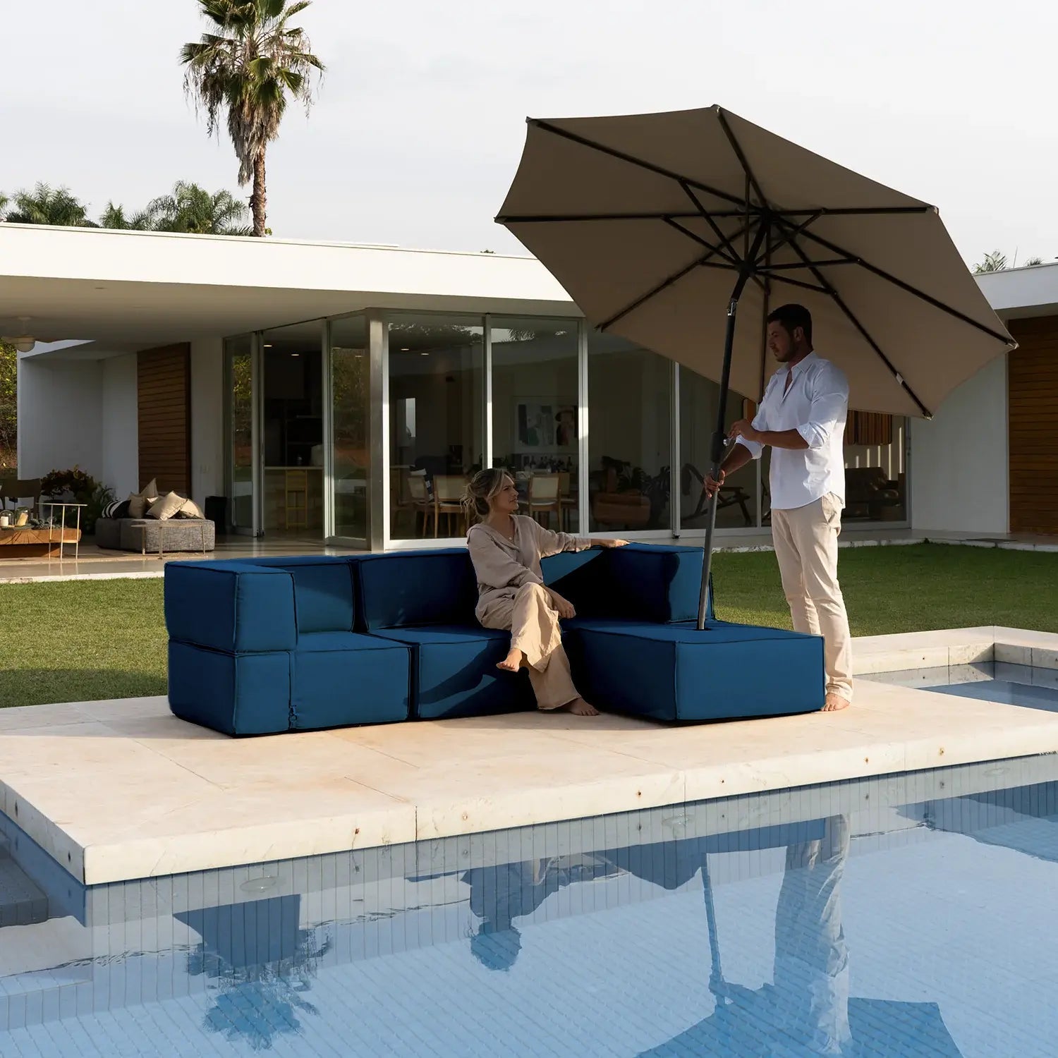Zimma Lounge Set 4-Seater - Blue