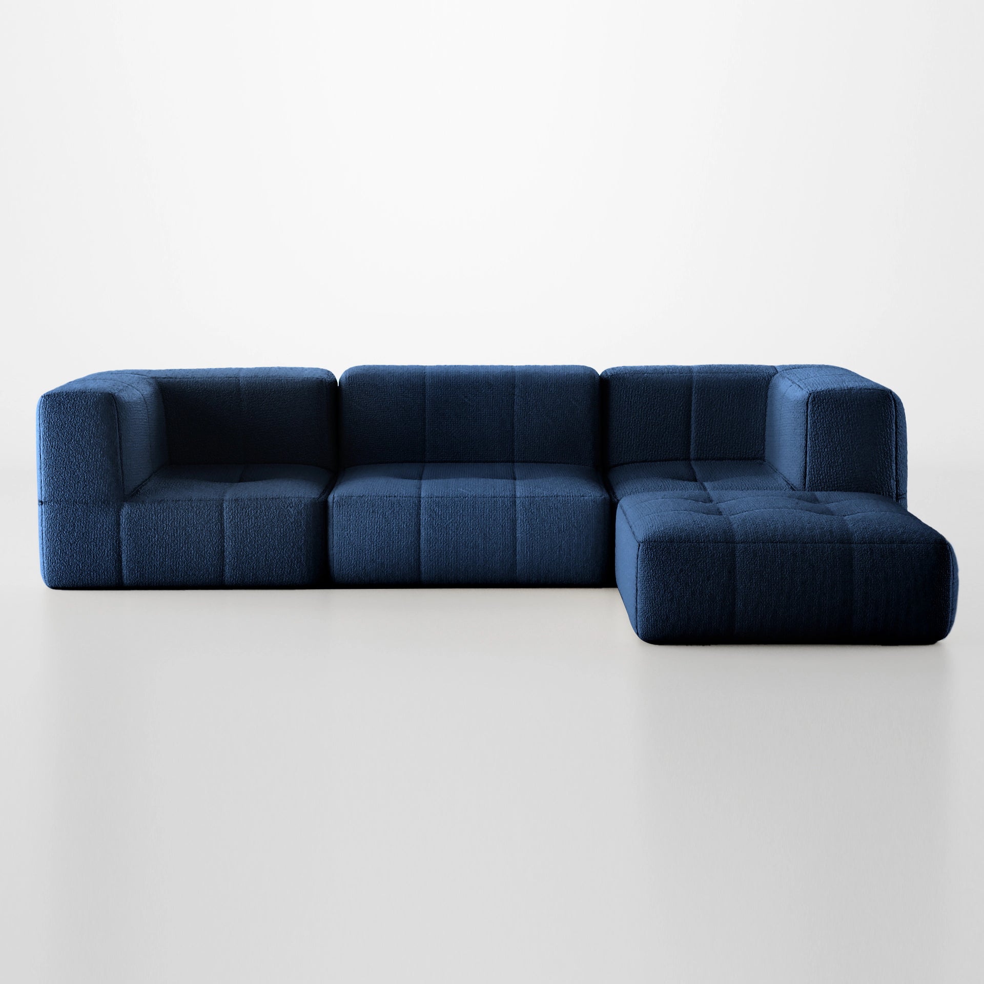 The Growing Sofa | 4-Piece Modular Sofa with 2 Corner Pieces, 1 Armless Chair, and 1 Ottoman - Blue