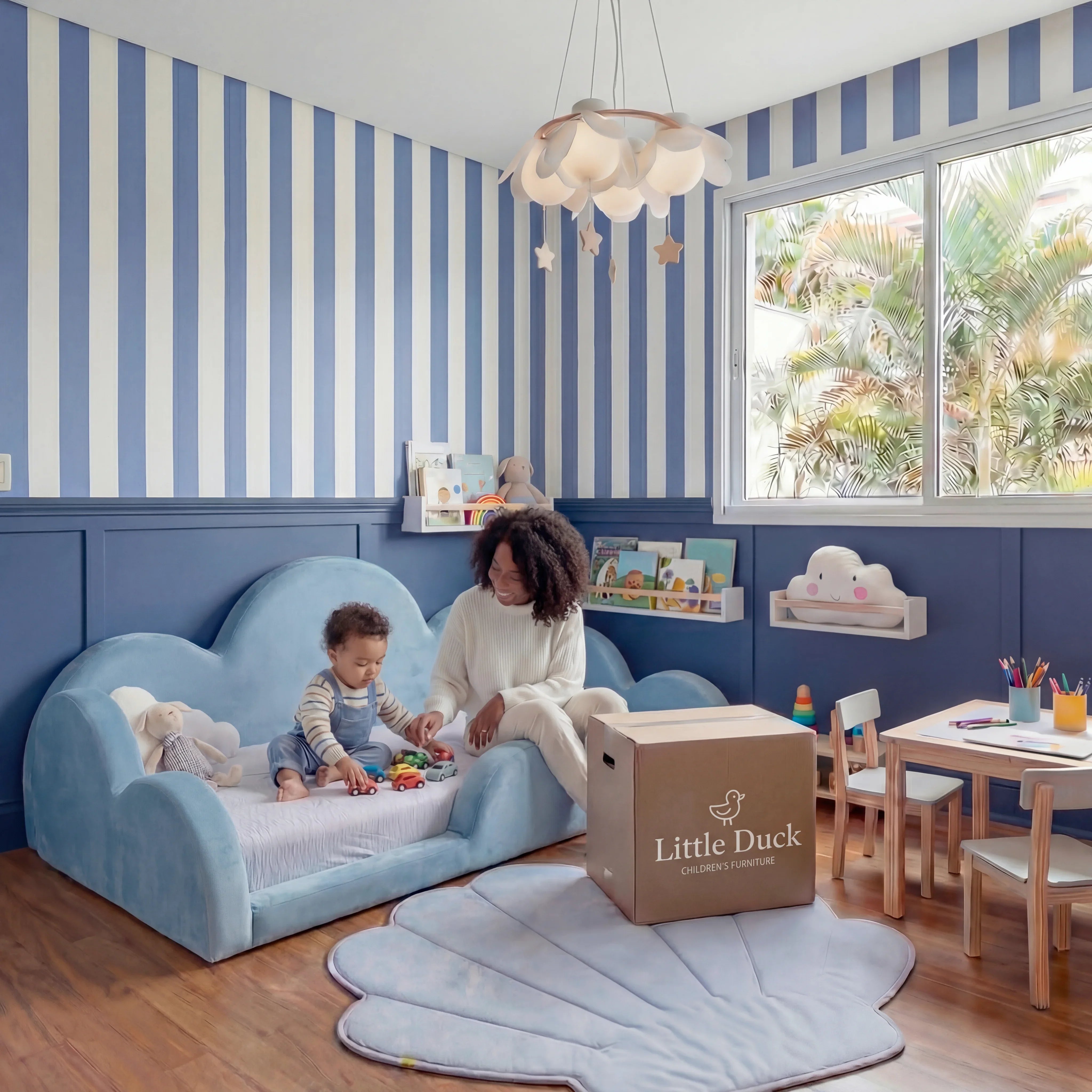 Little Duck Montessori Bed Cloud - Light Blue
