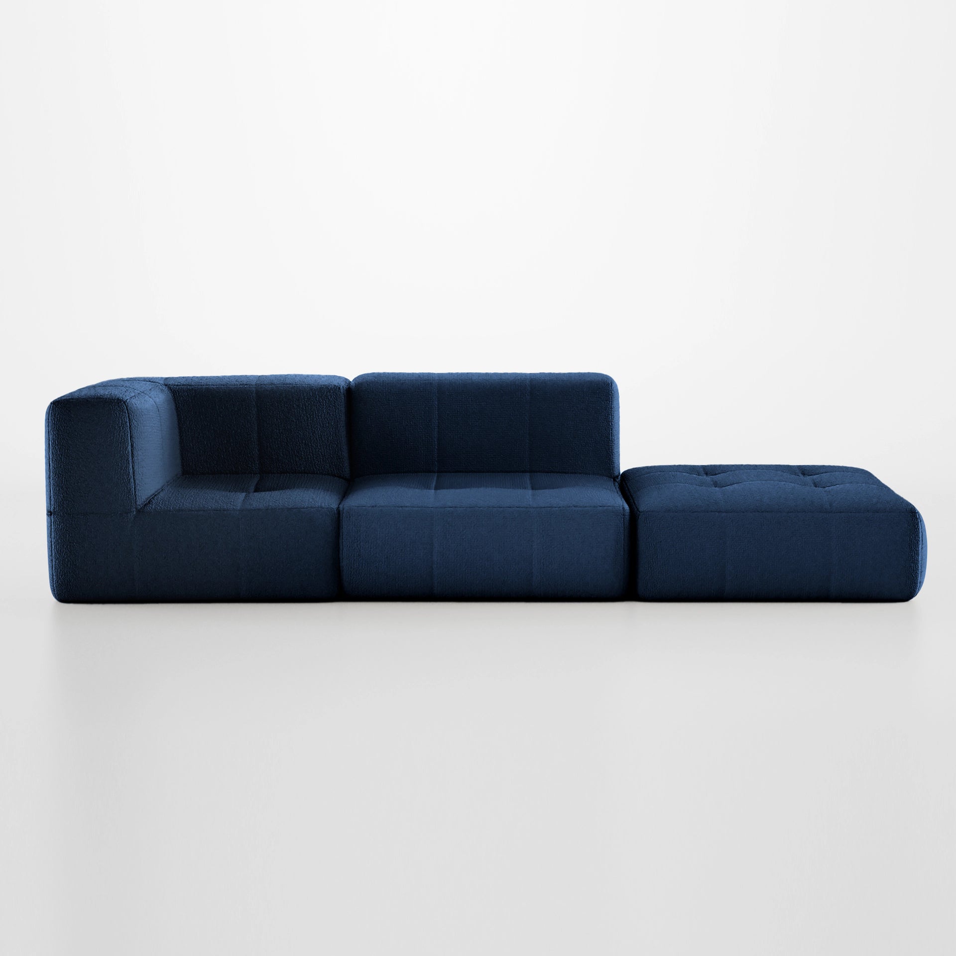 The Growing Sofa | 3-Piece Modular Sofa with 1 Corner Piece, 1 Armless Chair, and 1 Ottoman - Blue
