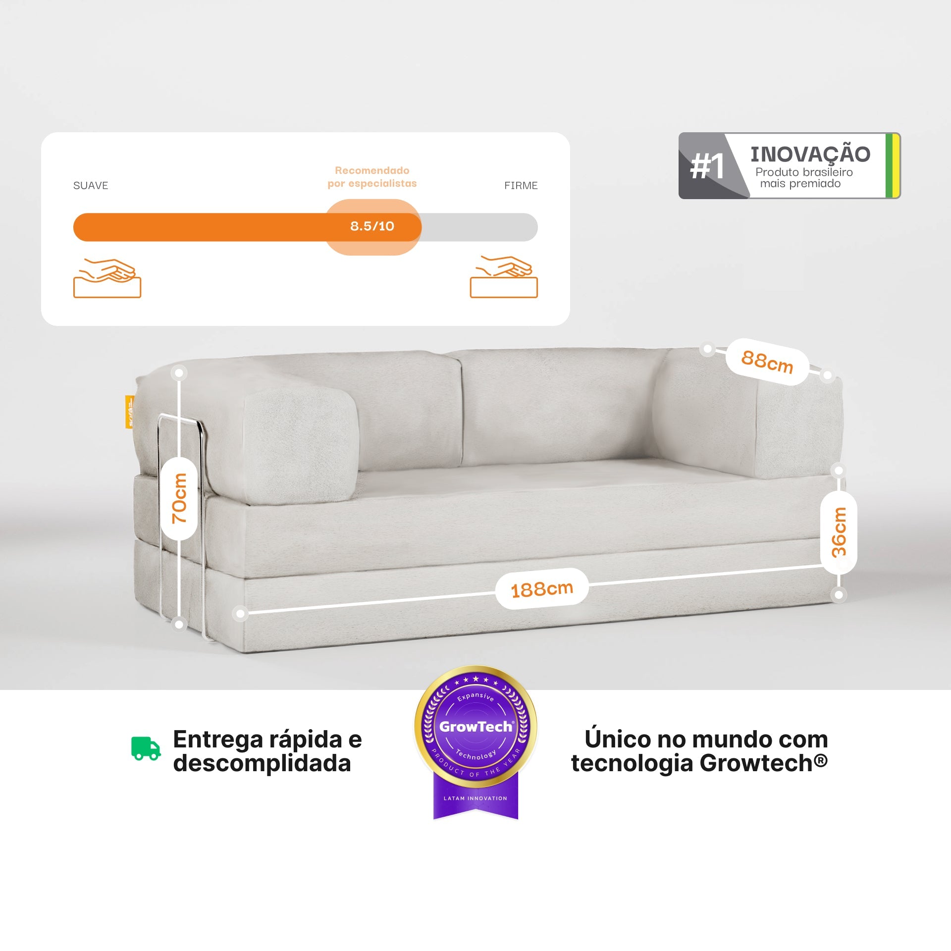 The Growing Sofa | Bloom Sofa Bed Boucle - Orange