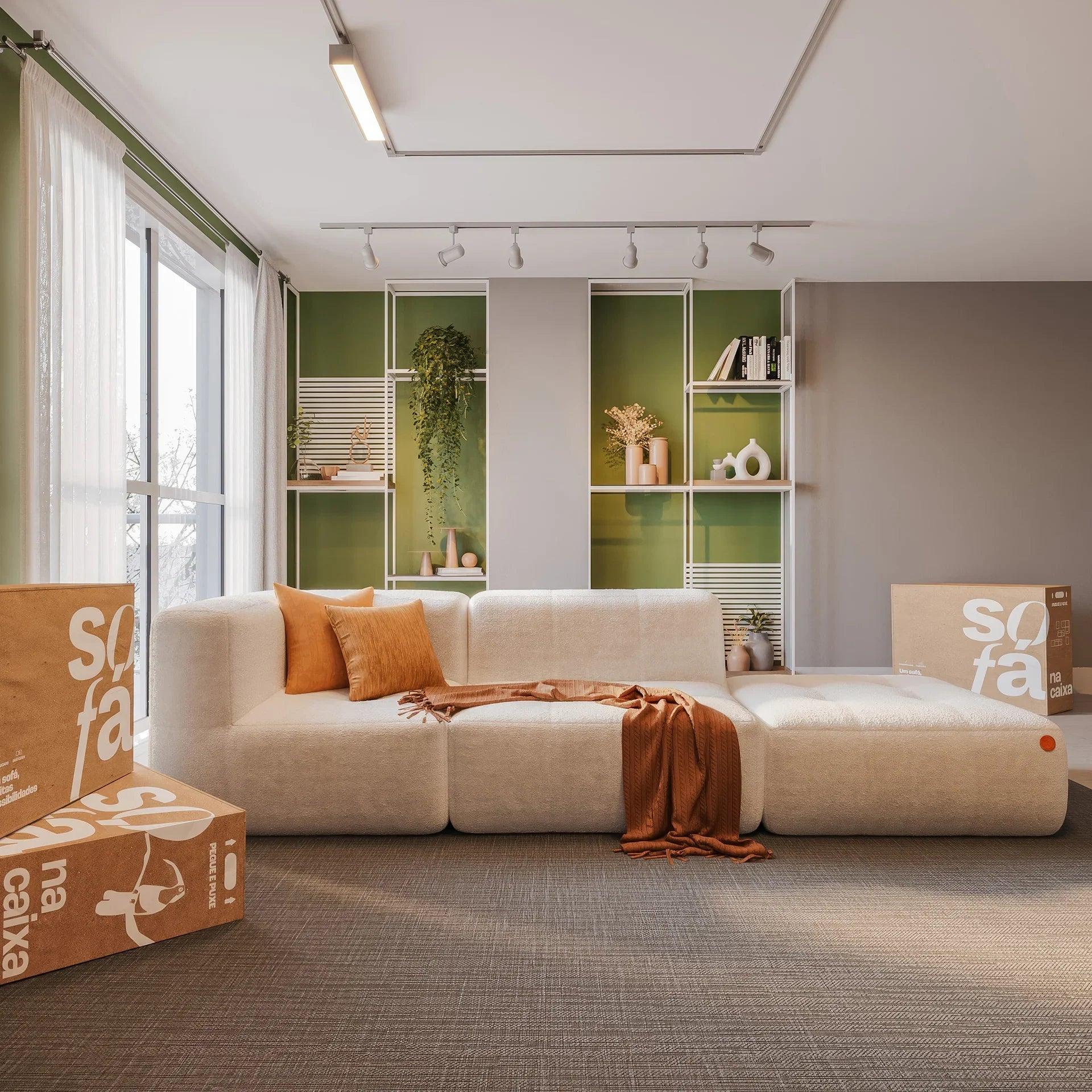 The Growing Sofa | 3-Piece Modular Sofa with 1 Corner Piece, 1 Armless Chair, and 1 Ottoman - Linen