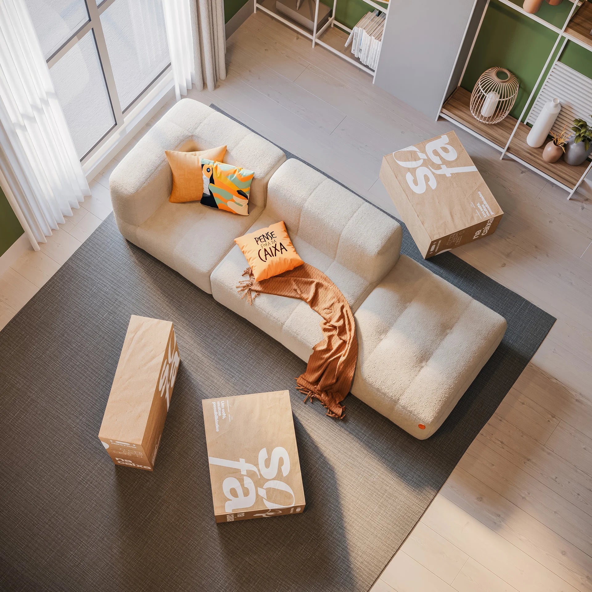 The Growing Sofa | 3-Piece Modular Sofa with 1 Corner Piece, 1 Armless Chair, and 1 Ottoman - Linen