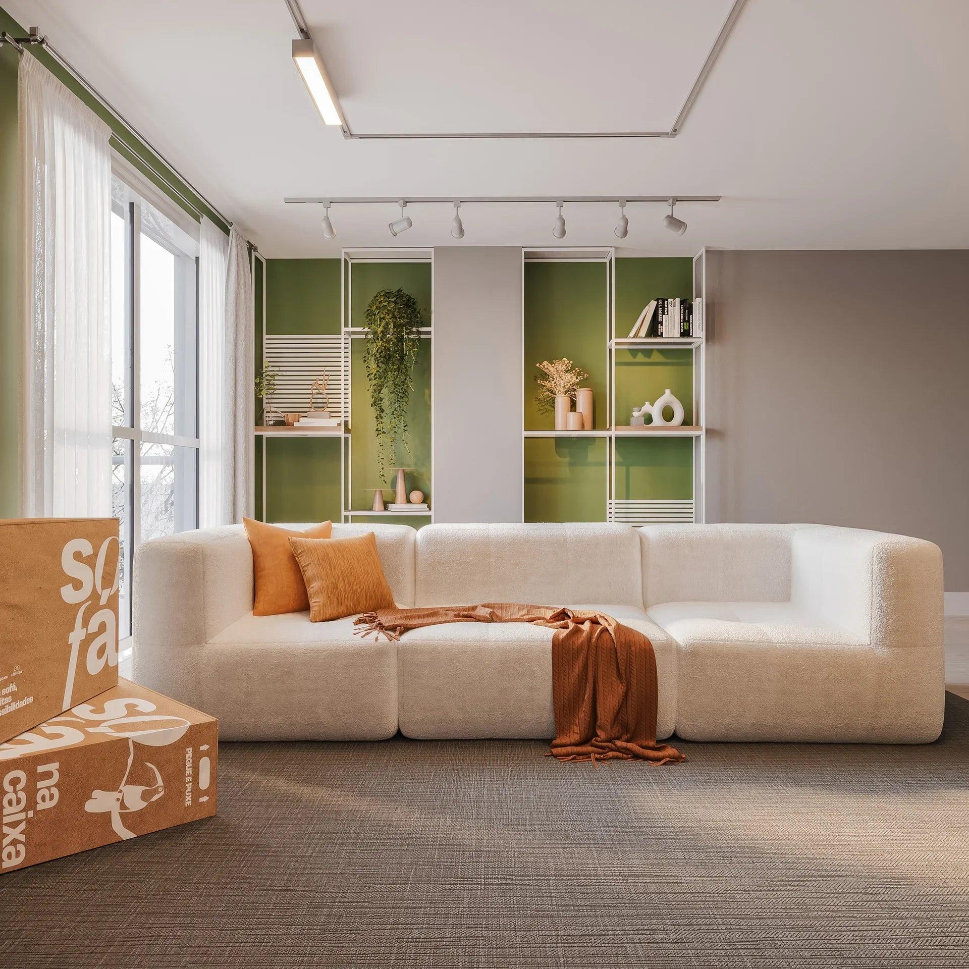 The Growing Sofa | 3-Piece Modular Sofa with 2 Corner Pieces and 1 Armless Chair - Linen