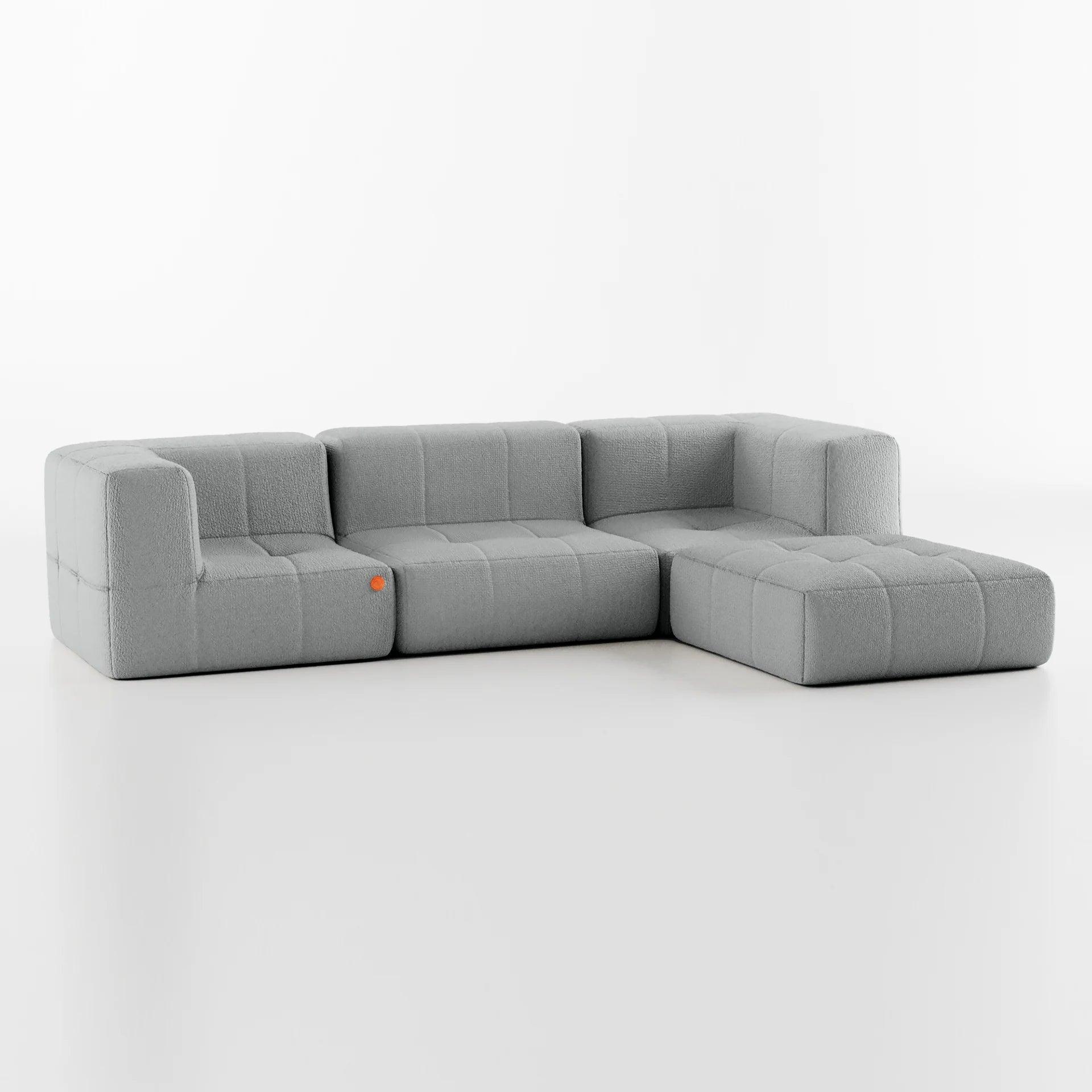 The Growing Sofa | 4-Piece Modular Sofa with 2 Corner Pieces, 1 Armless Chair, and 1 Ottoman - Gray