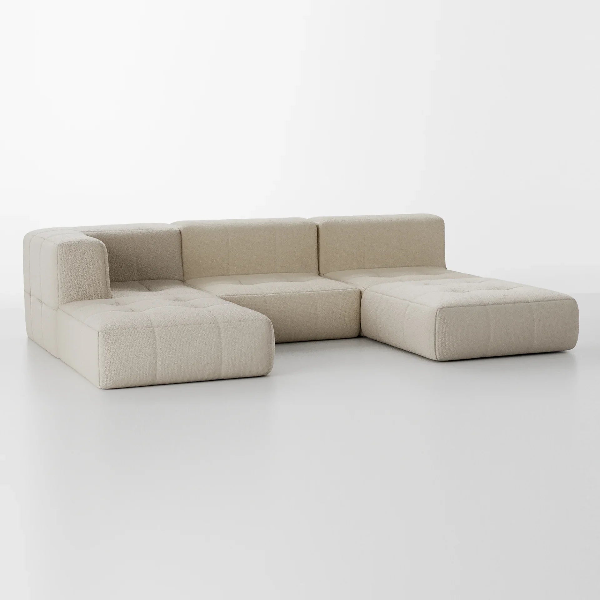 The Growing Sofa | 5-Piece Modular Sofa with 1 Corner Piece, 2 Armless Chairs, and 2 Ottomans - Linen