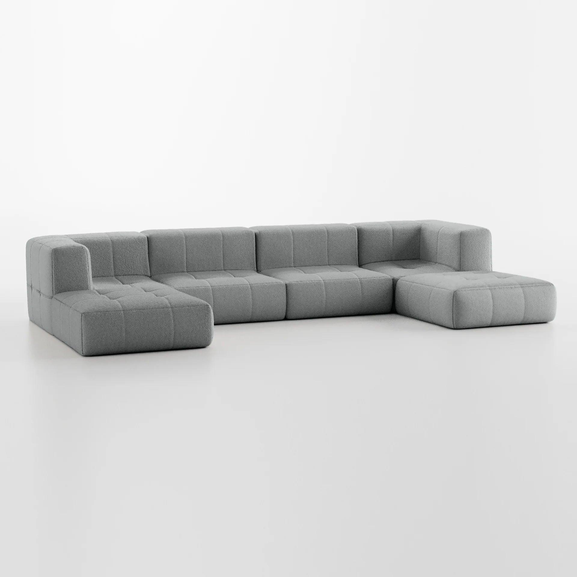 The Growing Sofa | 6-Piece Modular Sofa with 2 Corner Pieces, 2 Armless Chairs, and 2 Ottomans - Gray