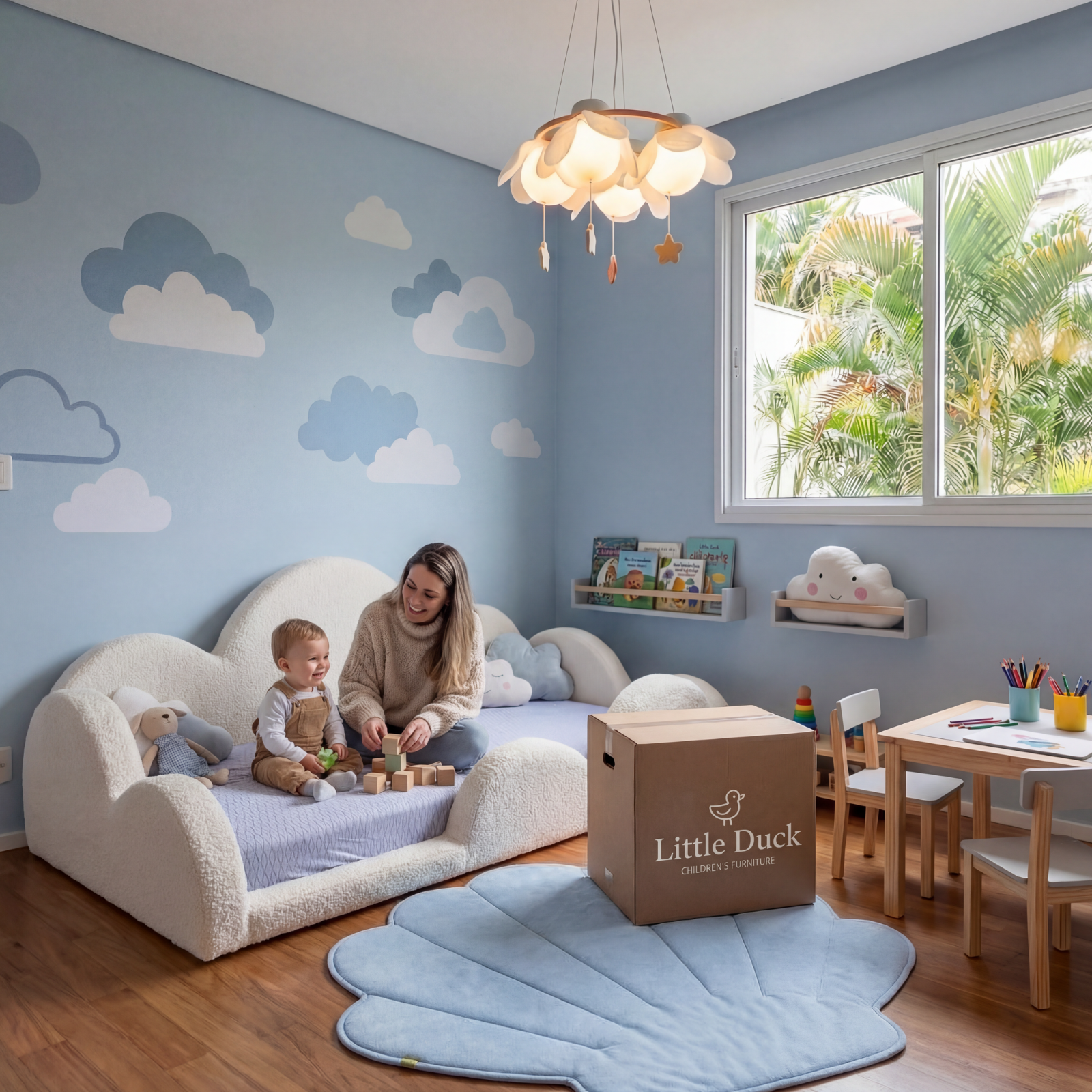 Little Duck Montessori Bed Sun - White