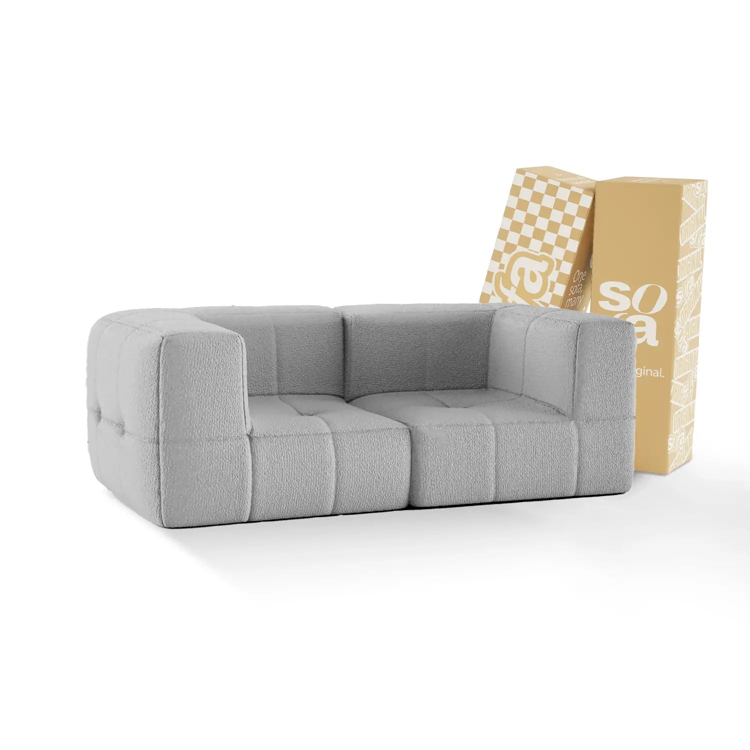 The growing sofa modular 2 seats 2 arms in Boucle - Gray